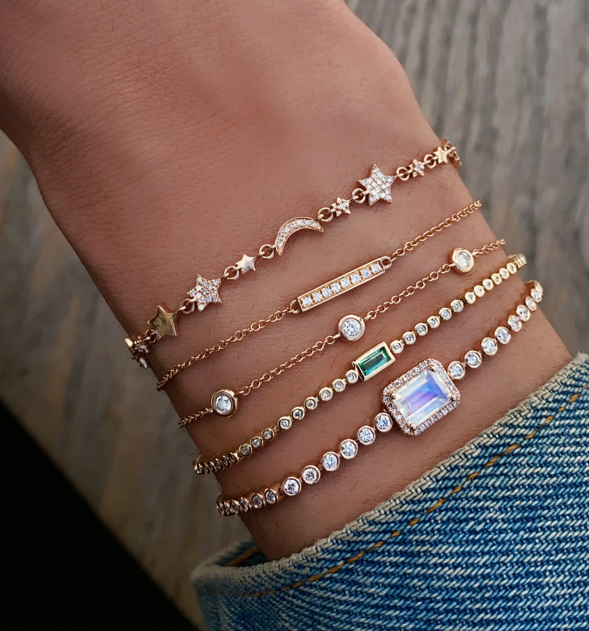 14kt gold diamond moon and star cosmos bracelet - Image 3