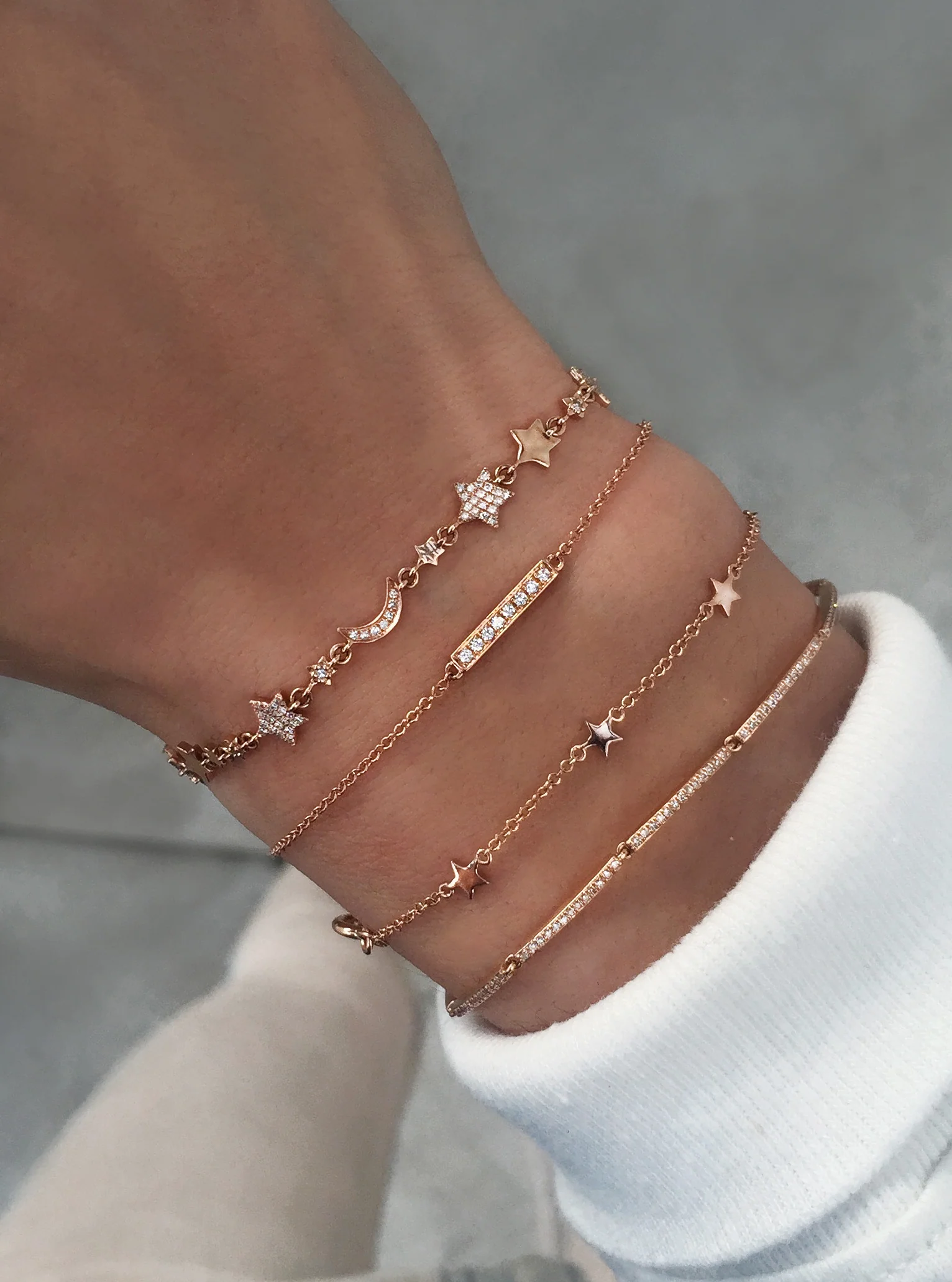 14kt gold diamond moon and star cosmos bracelet - Image 5