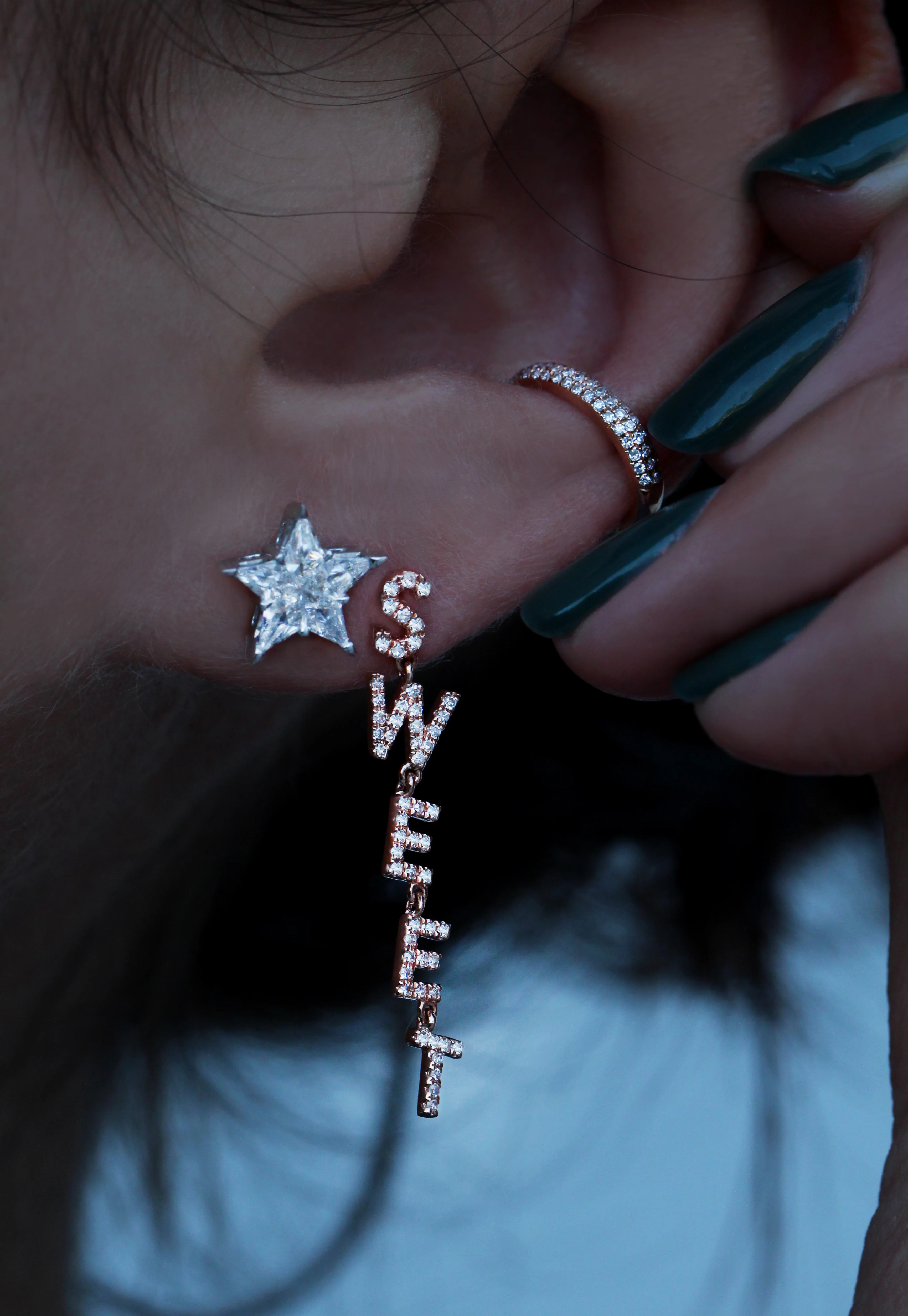 14kt gold full diamond star stud - Image 2