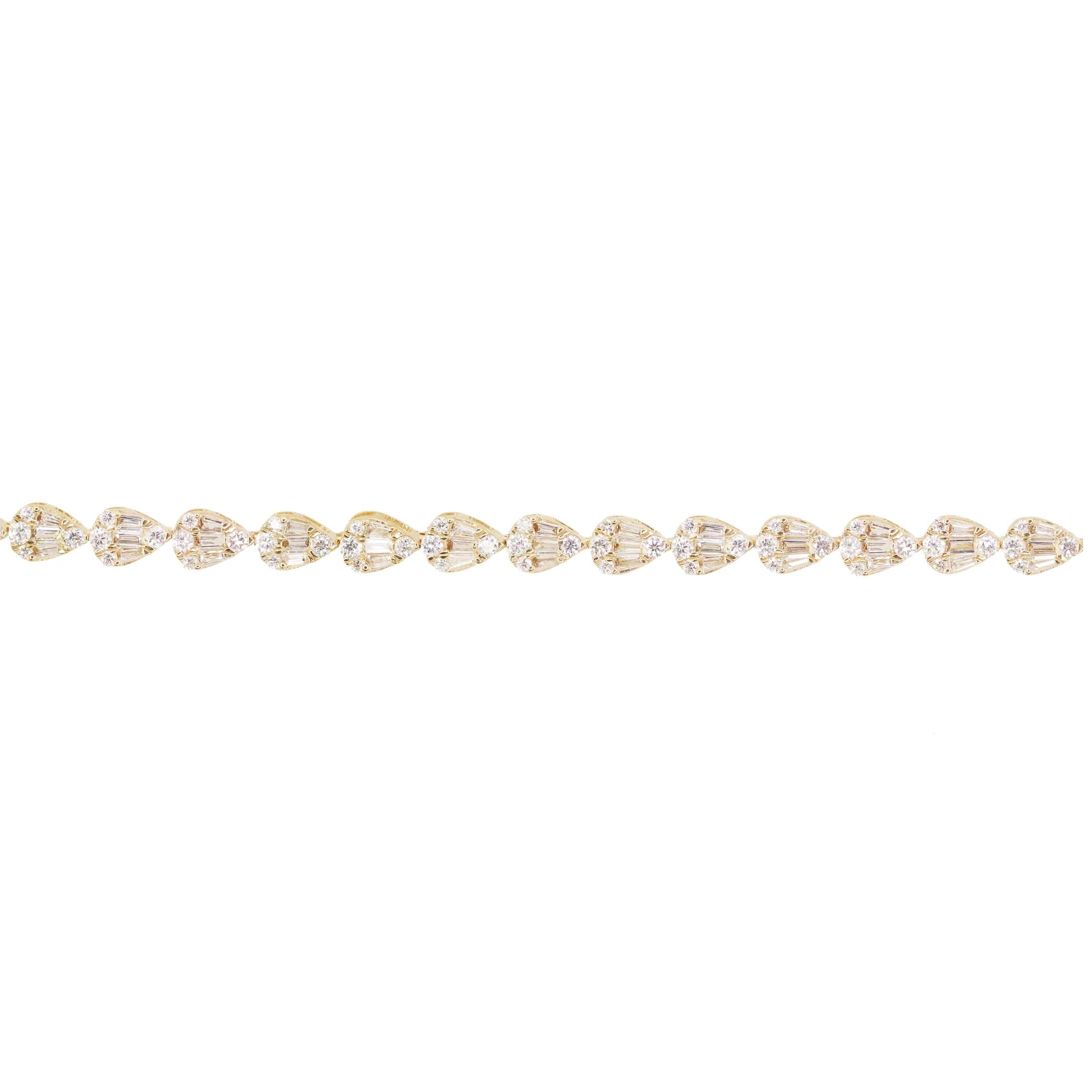 14kt gold full teardrop baguette diamond tennis bracelet - Image 4