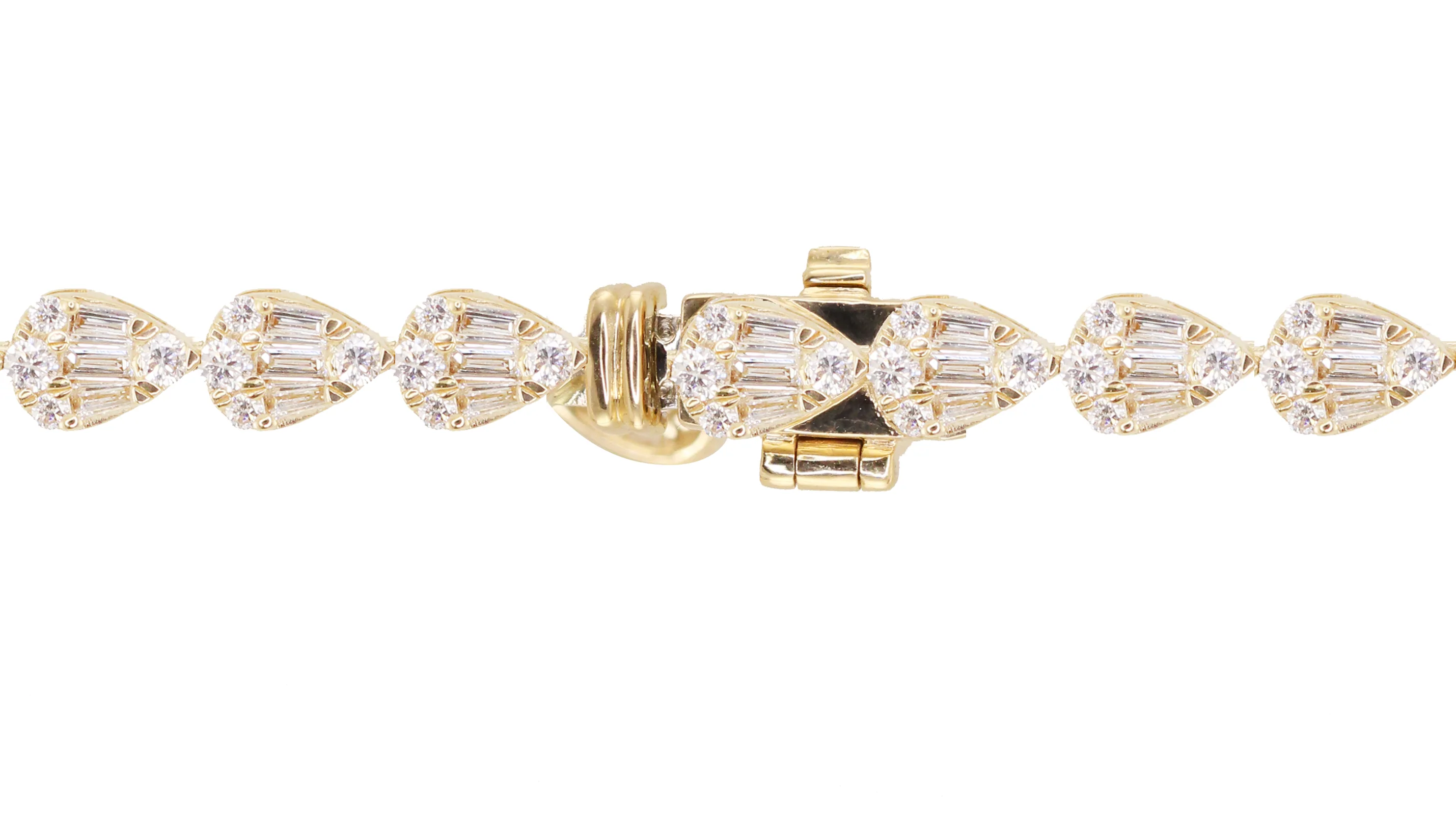 14kt gold full teardrop baguette diamond tennis bracelet - Image 5