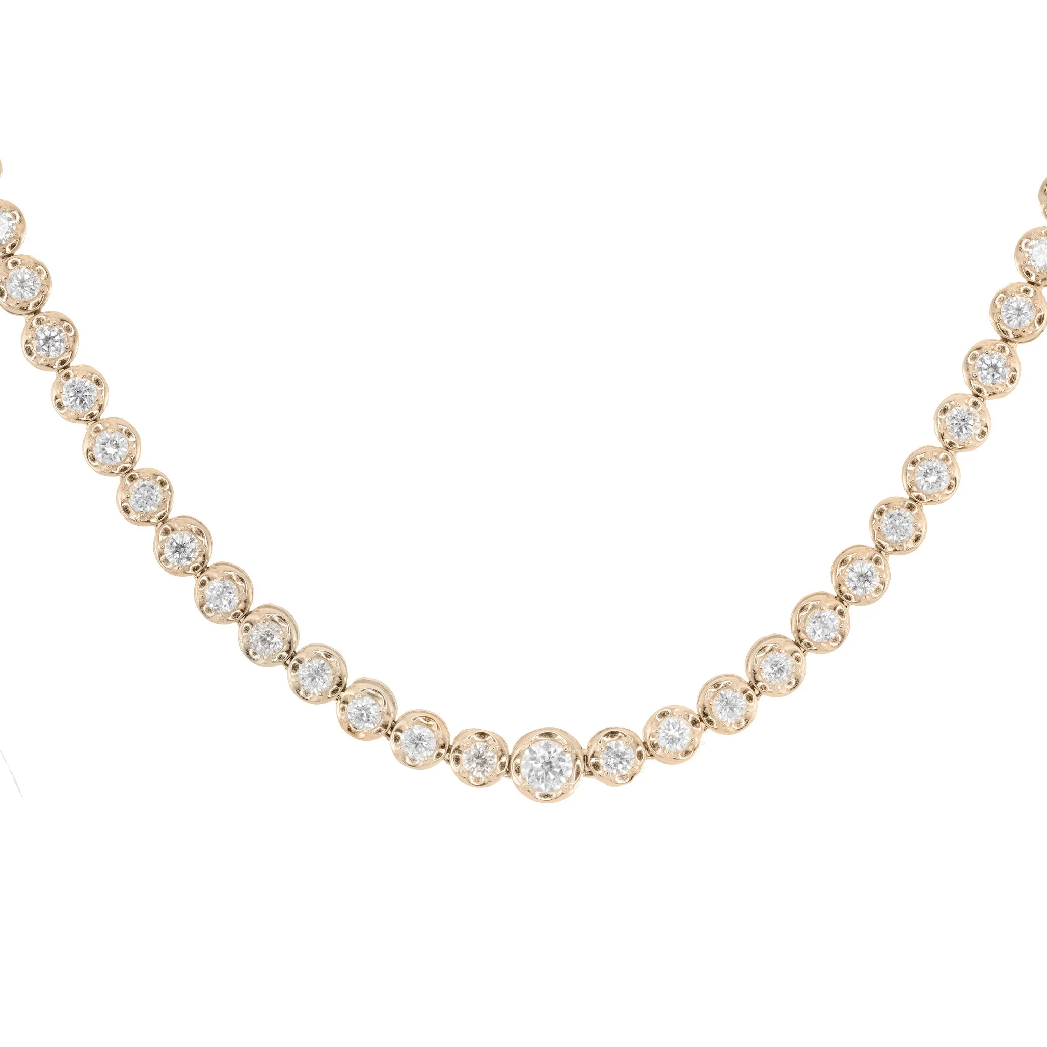 14kt gold graduated diamond scalloped bezel tennis necklace - Image 4