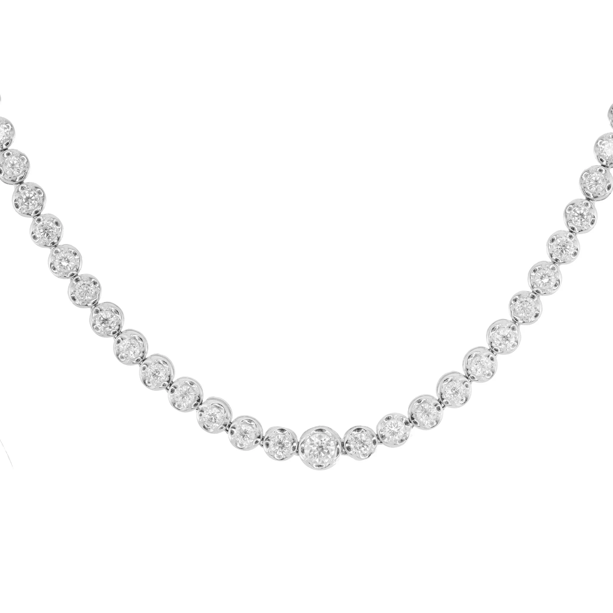 14kt gold graduated diamond scalloped bezel tennis necklace - Image 6