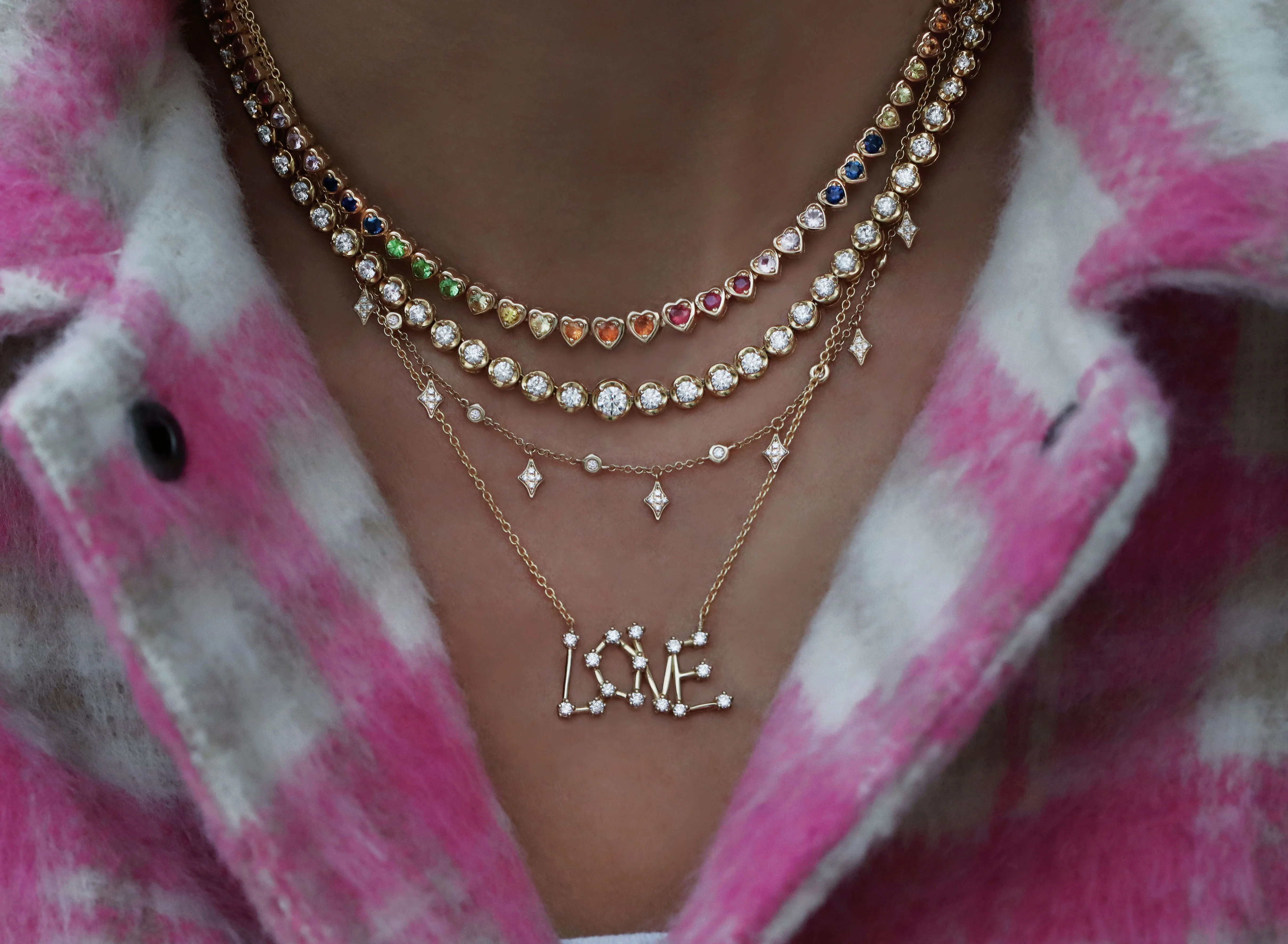 14kt gold graduated diamond scalloped bezel tennis necklace - Image 8