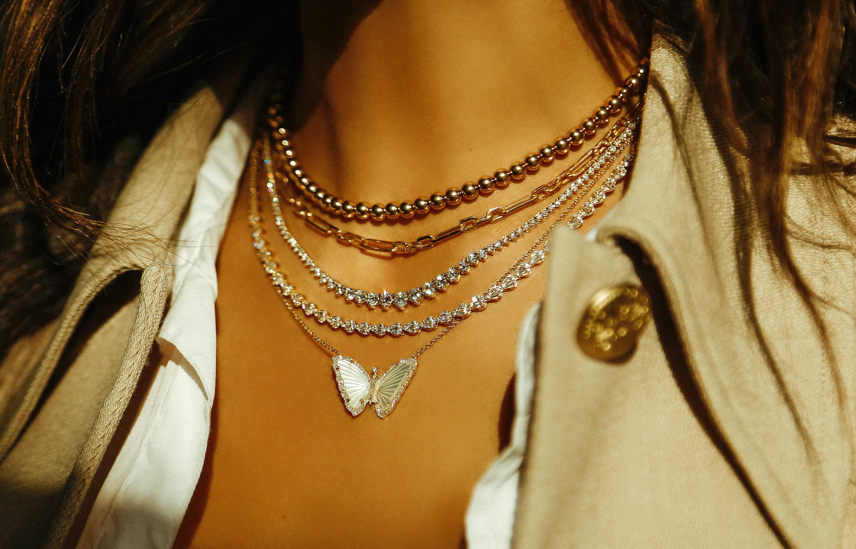 14kt gold graduated round diamond tennis necklace - Image 4