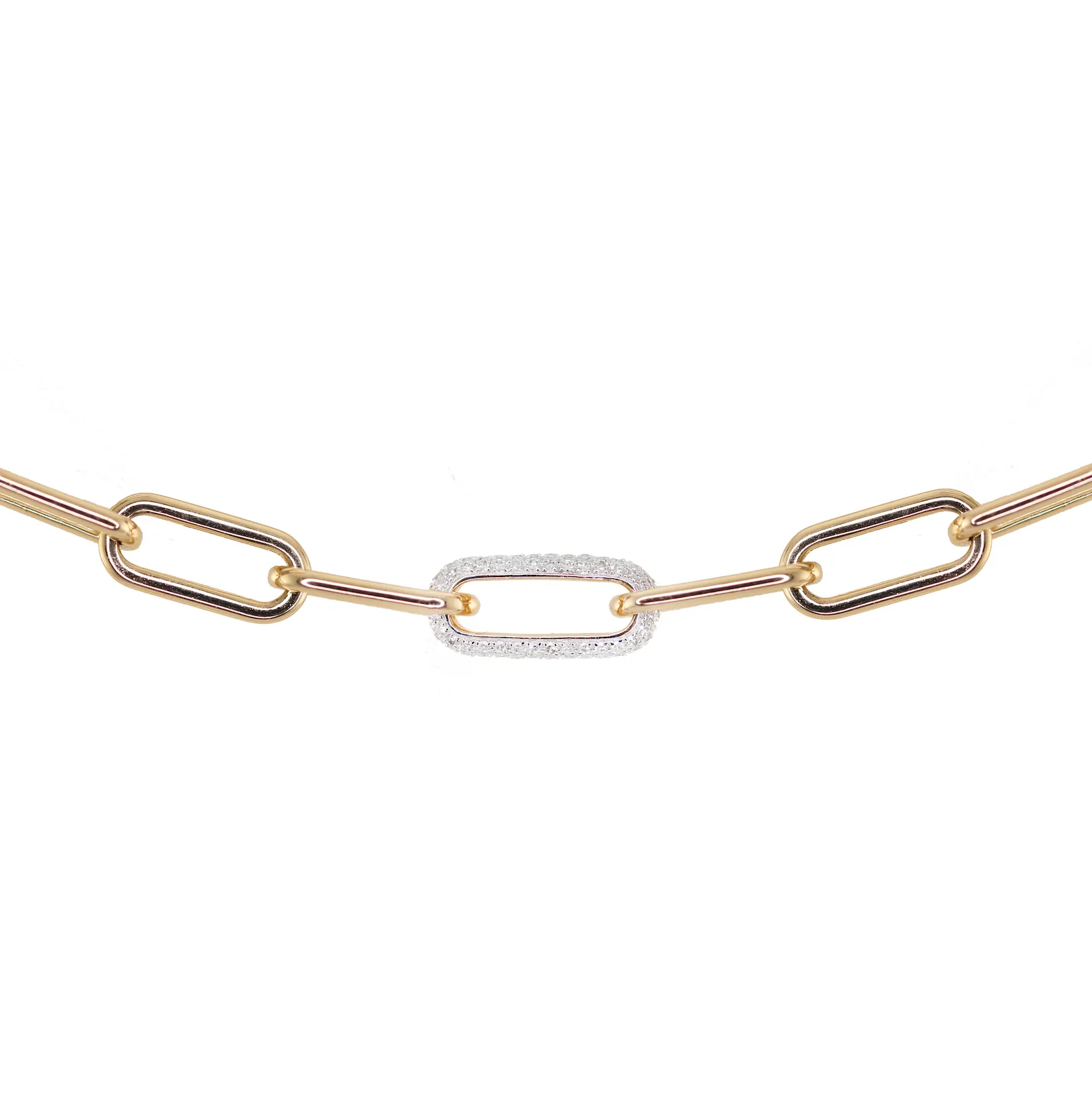 14kt gold grande diamond link paperclip bracelet