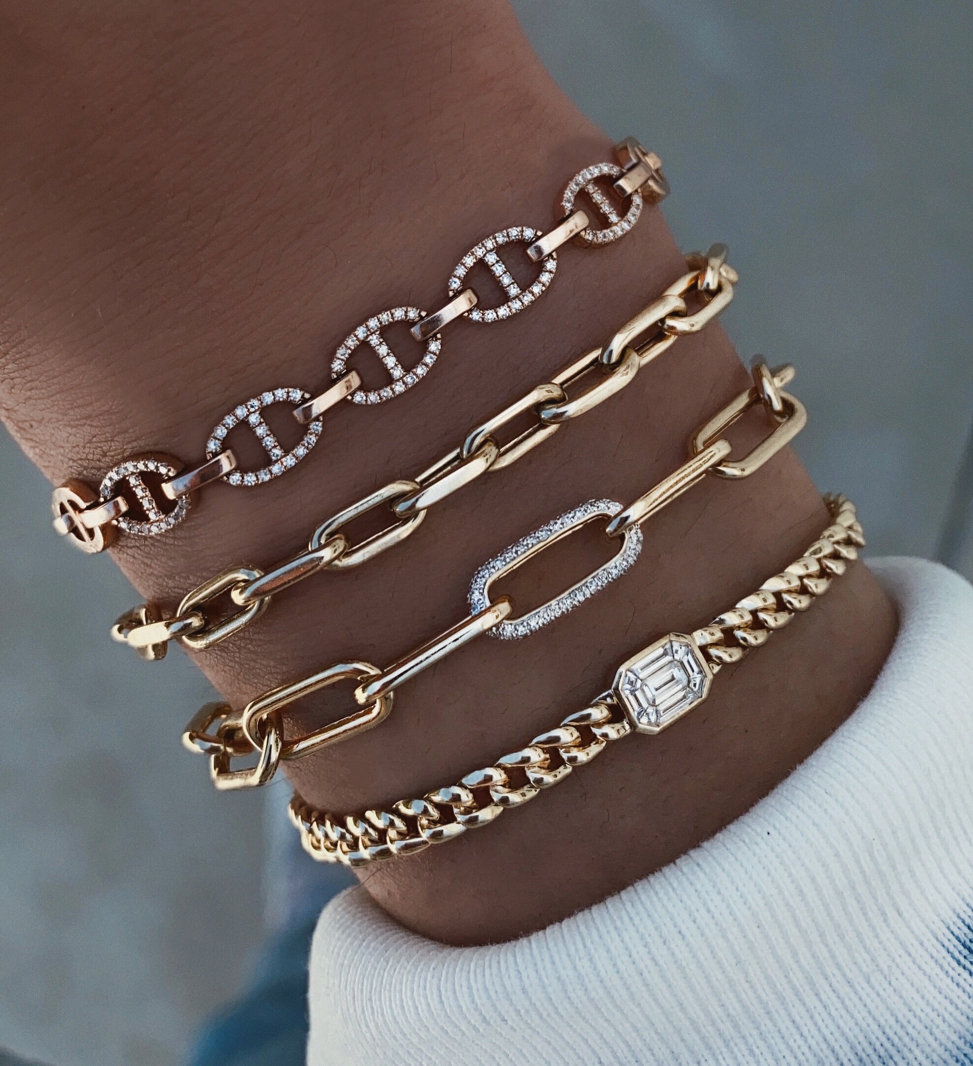 14kt gold grande diamond link paperclip bracelet - Image 2