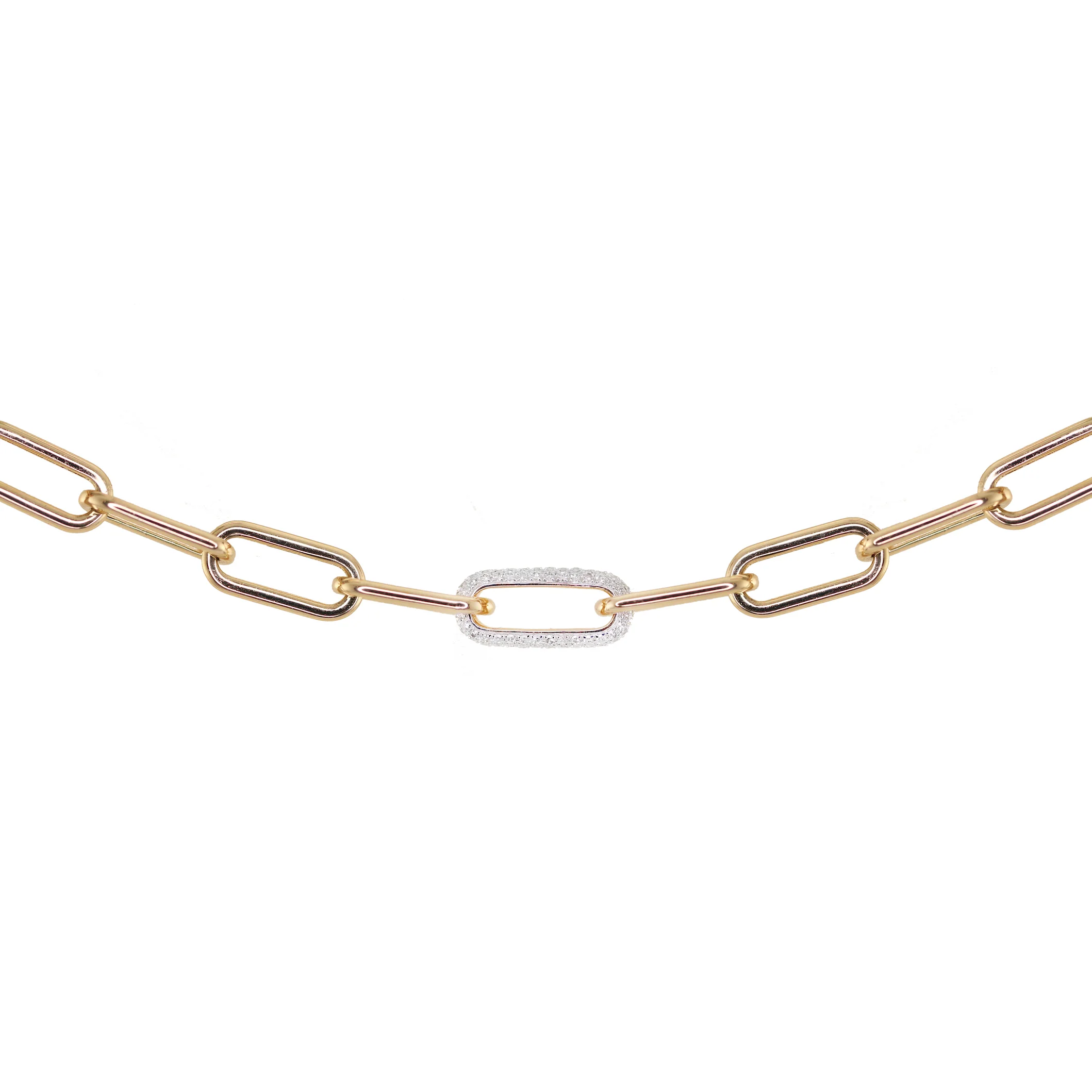 14kt gold grande diamond link paperclip bracelet - Image 3