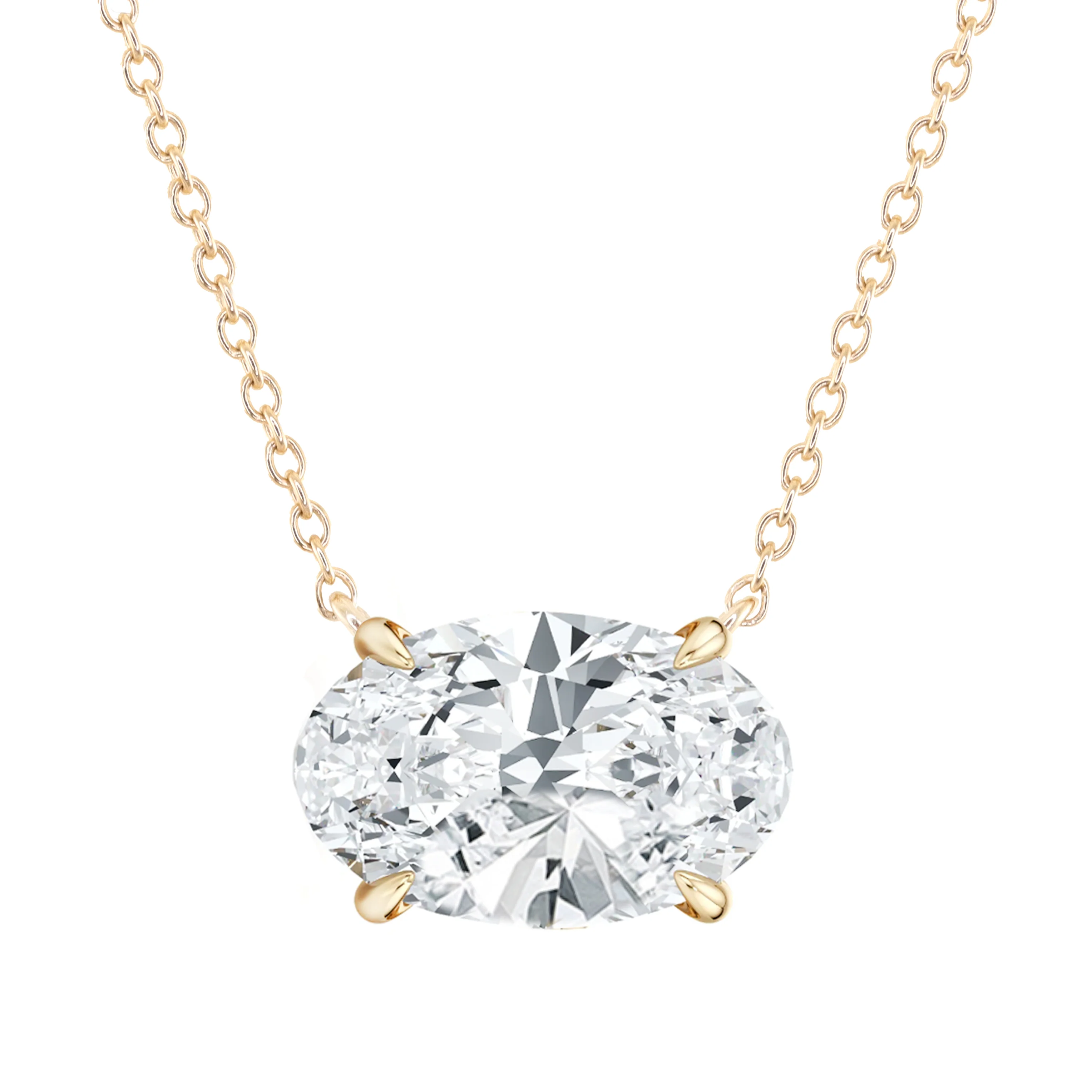 14kt gold grande oval diamond solitaire necklace