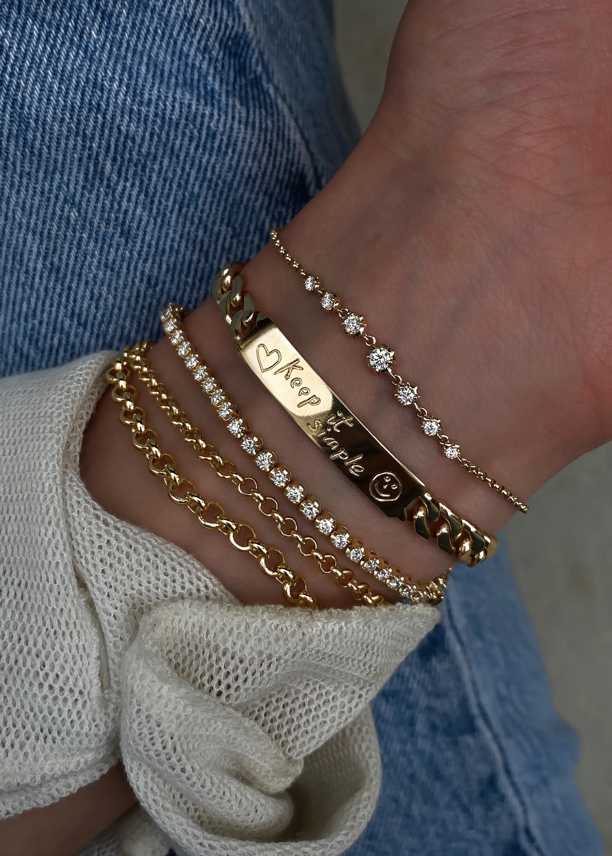 14kt gold hand engraved cuban chain love note bracelet - Image 3