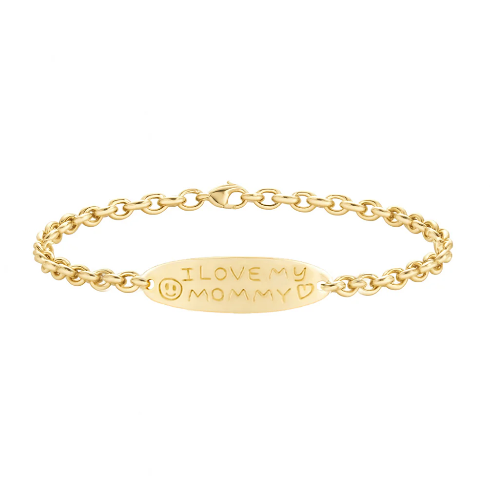 14kt gold hand engraved oval 3mm baby love note bracelet - Image 4