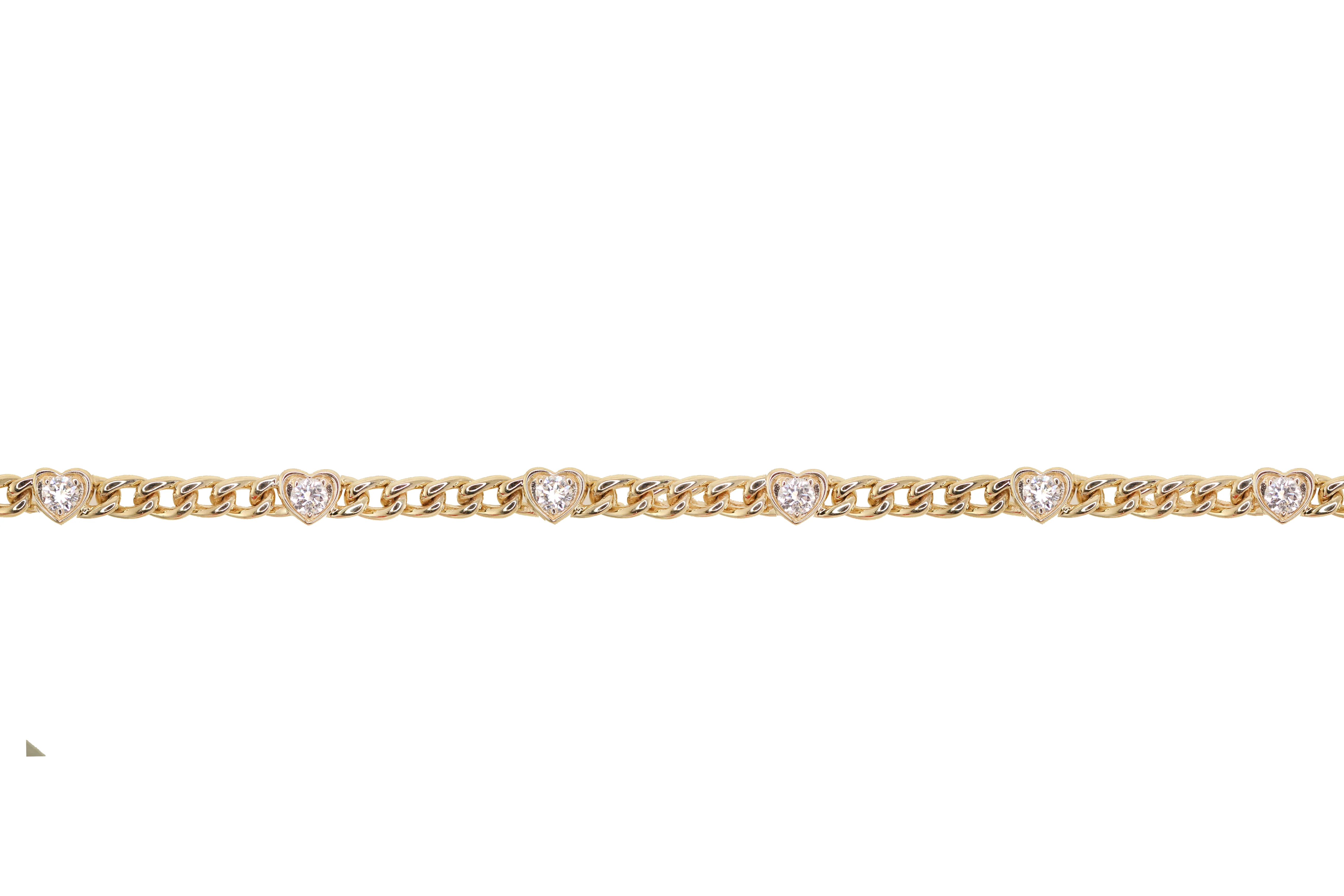 14kt gold heart diamond bezel chain bracelet - Image 3