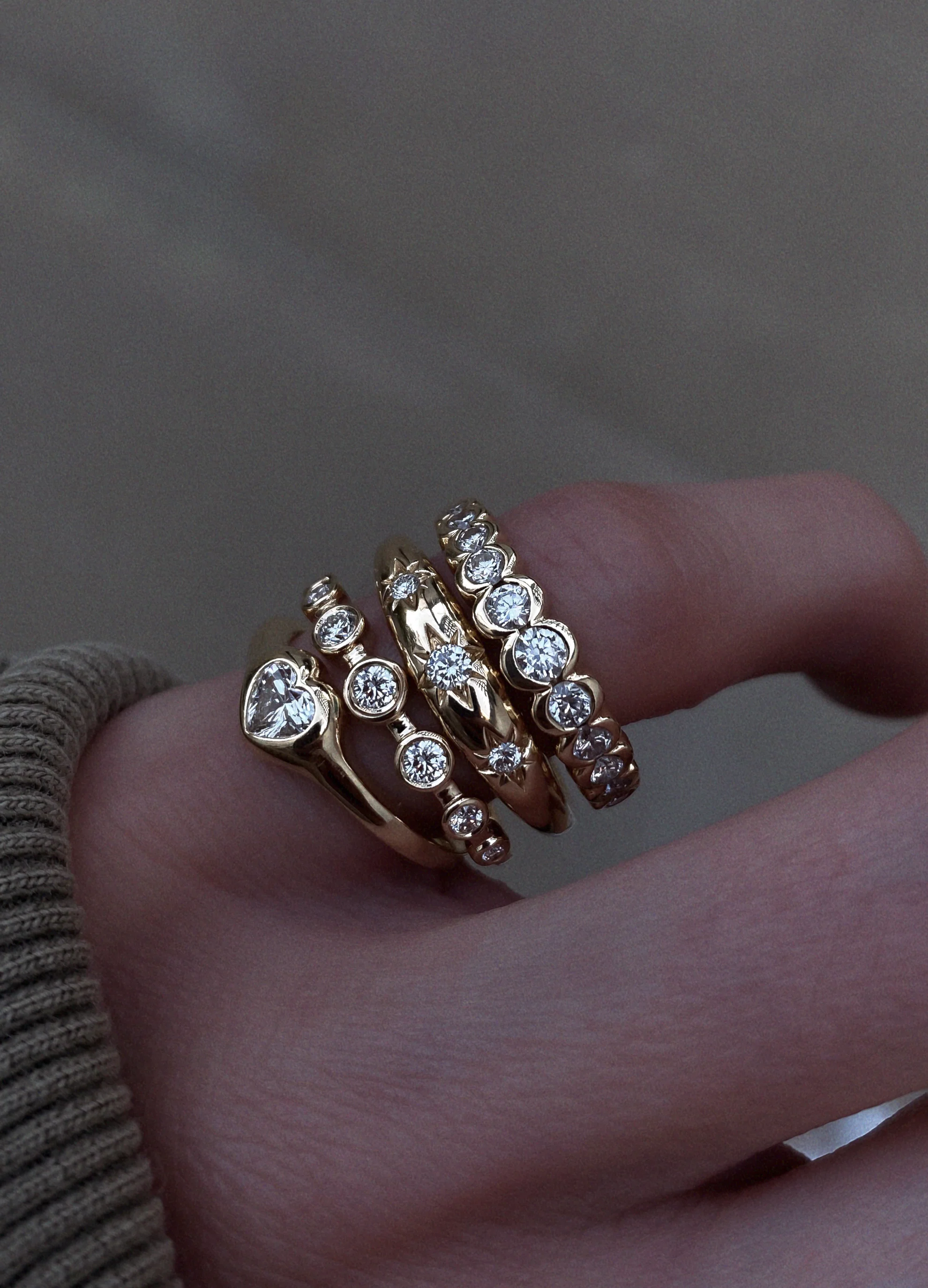 14kt gold heart diamond bubble ring - Image 5