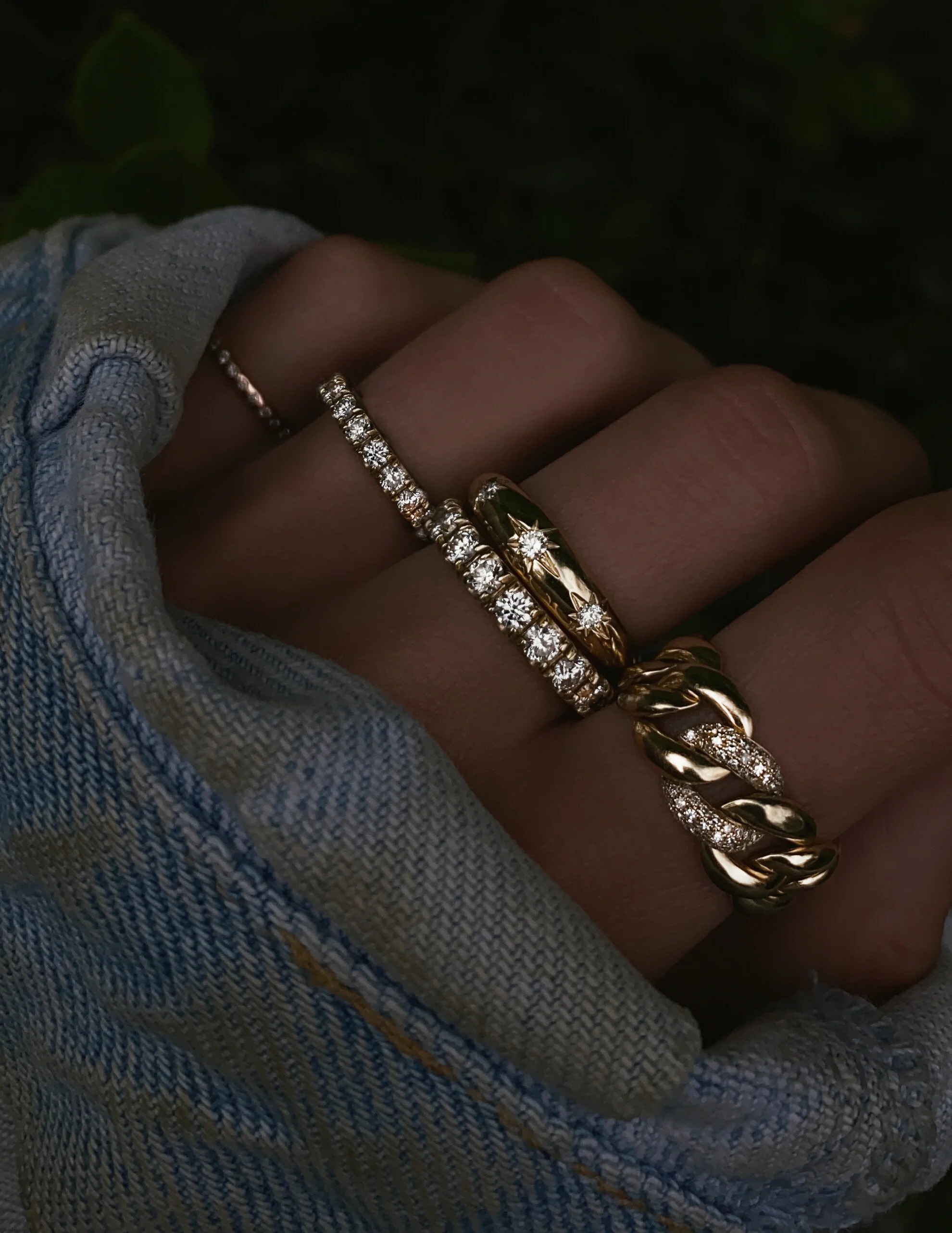 14kt gold large cuban diamond link ring - Image 3