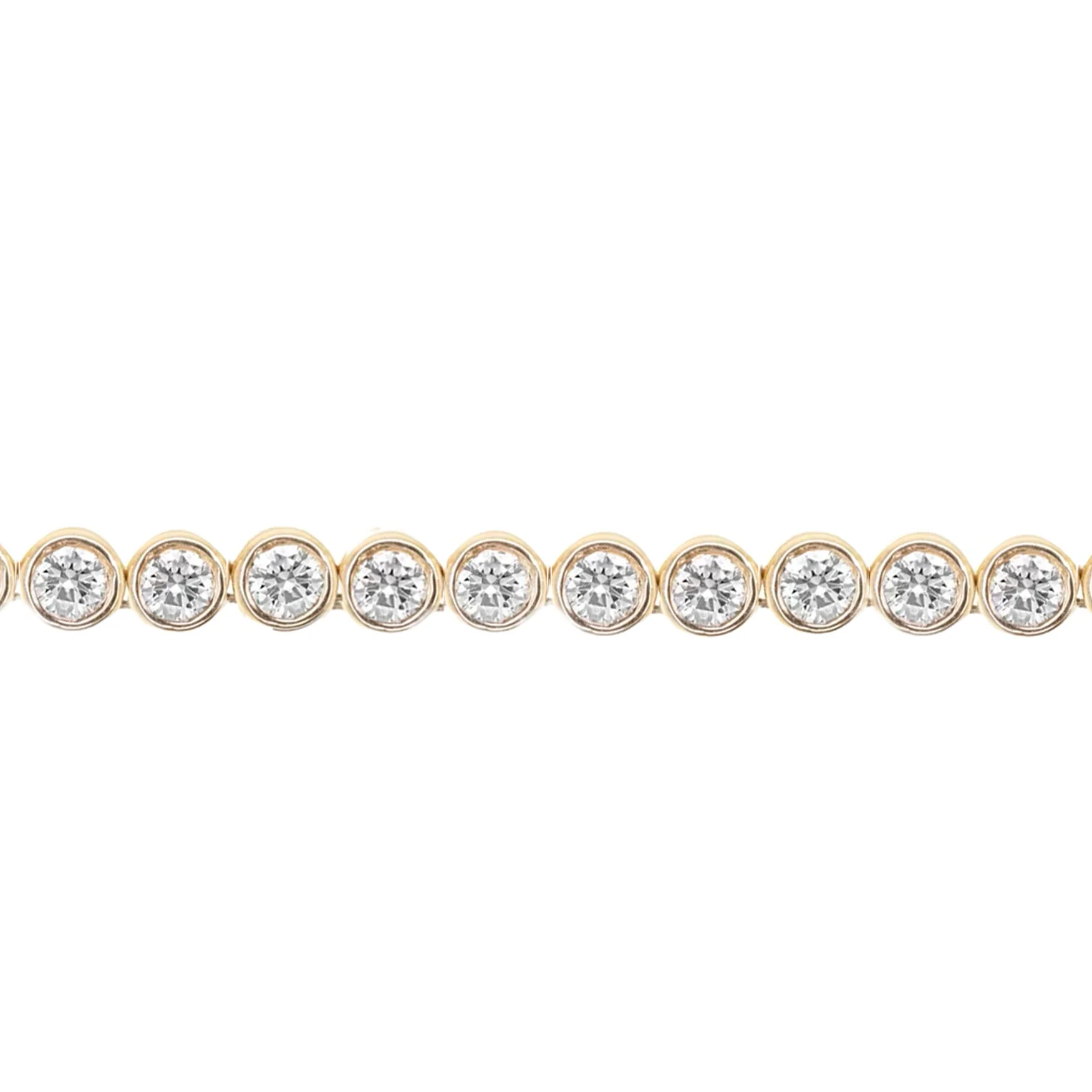 14kt gold large diamond bezel tennis bracelet