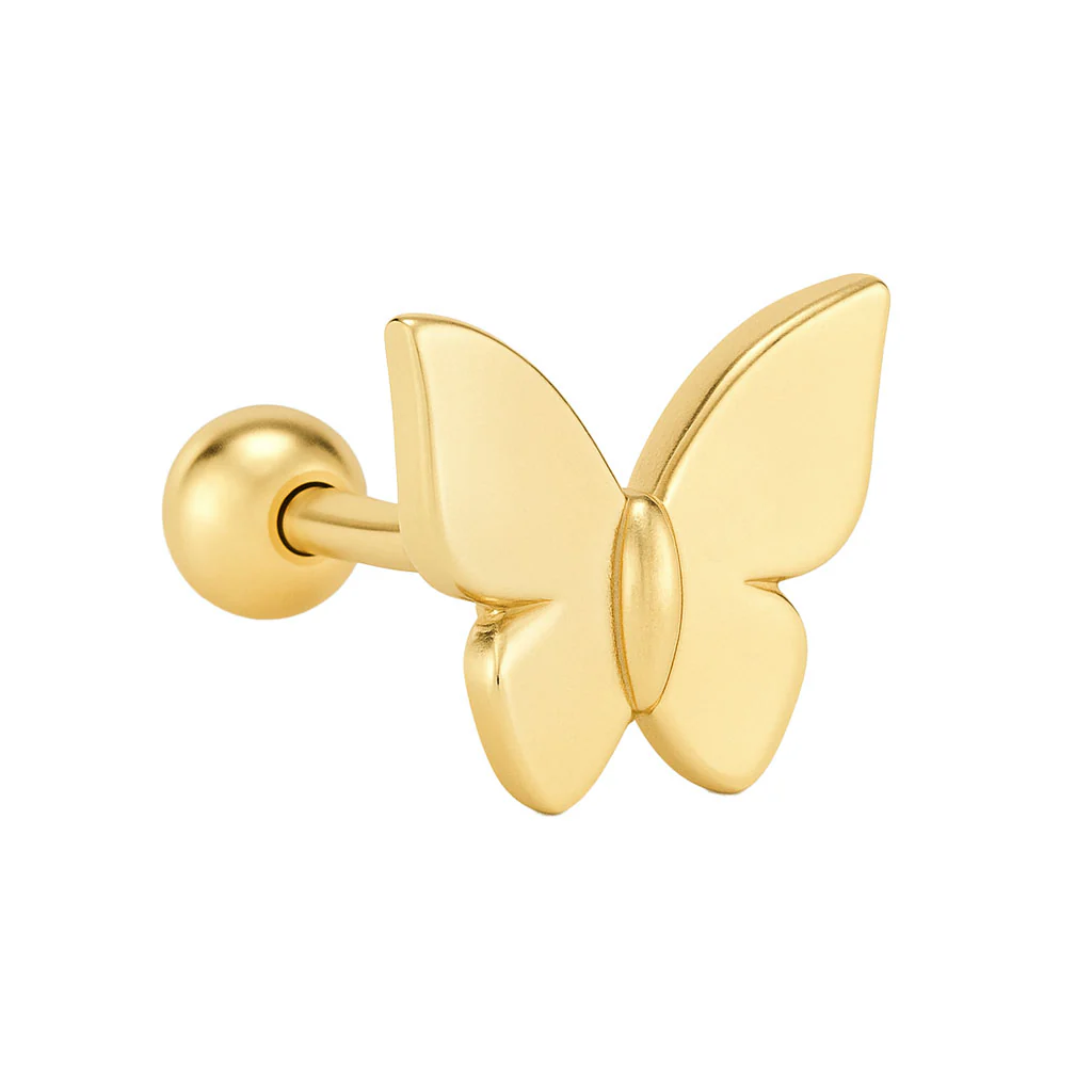 14kt gold mini baby butterfly stud - Image 3
