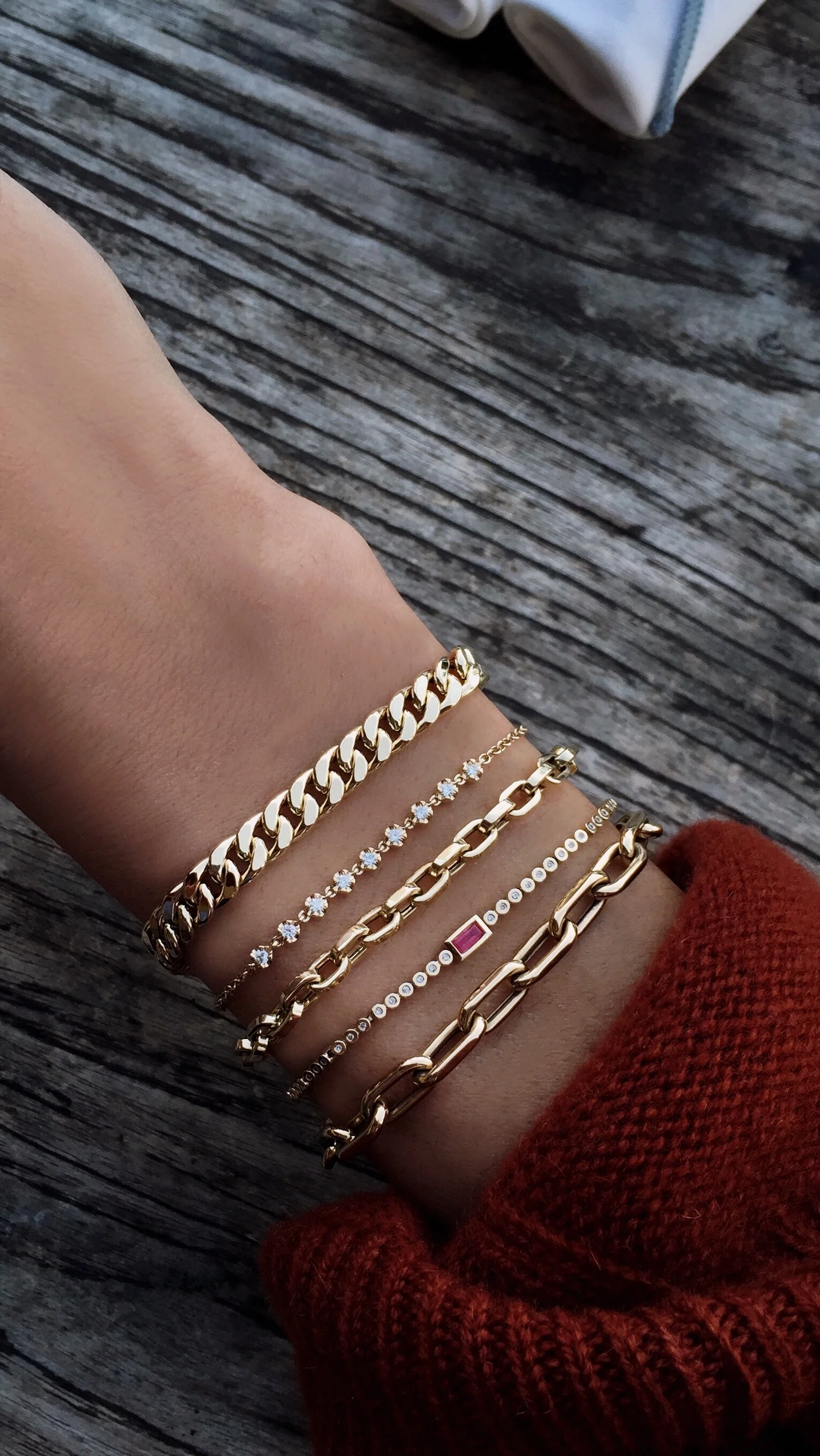 14kt gold mini diamond cut diamond bezel bracelet - Image 3