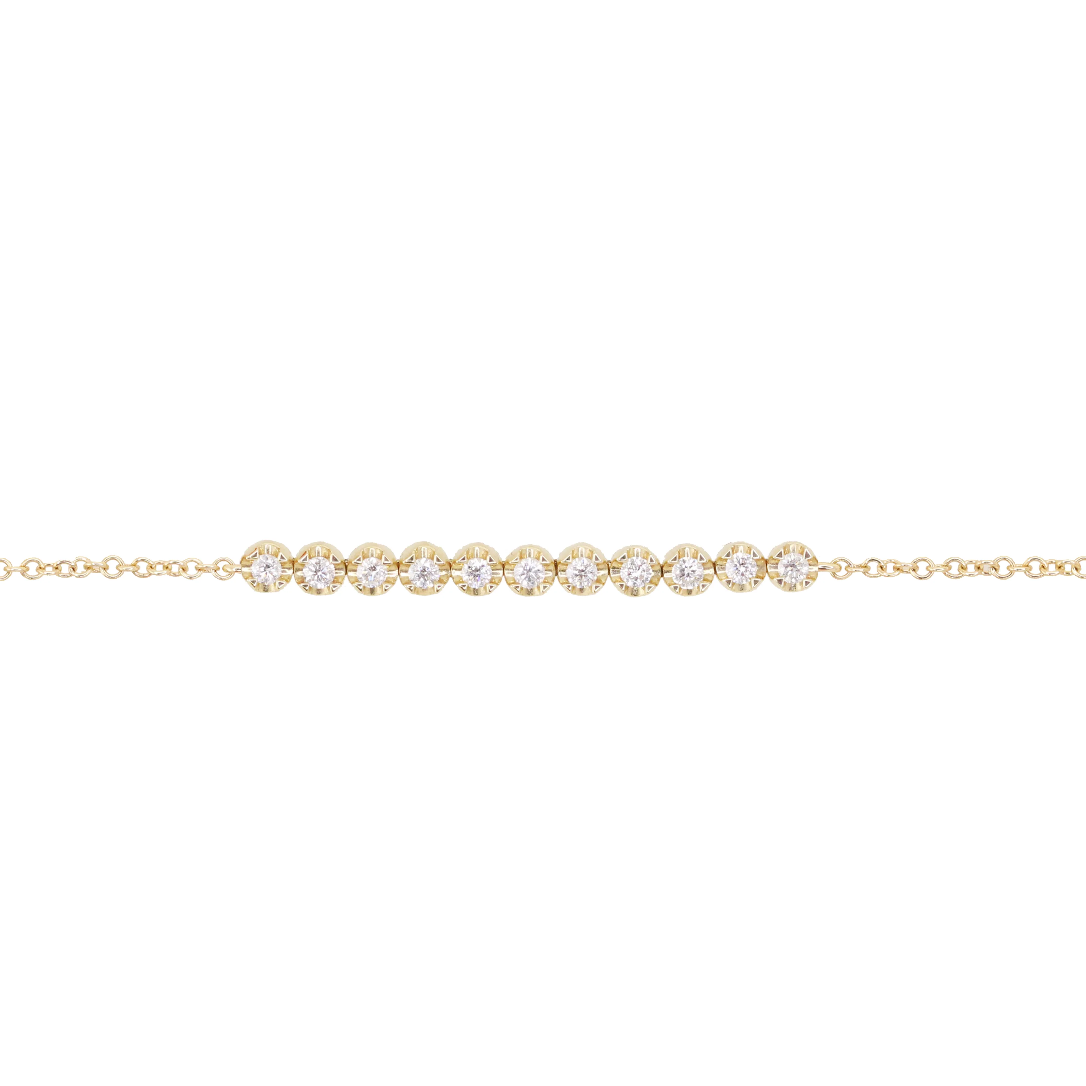 14kt gold mini diamond cut diamond bezel bracelet - Image 4