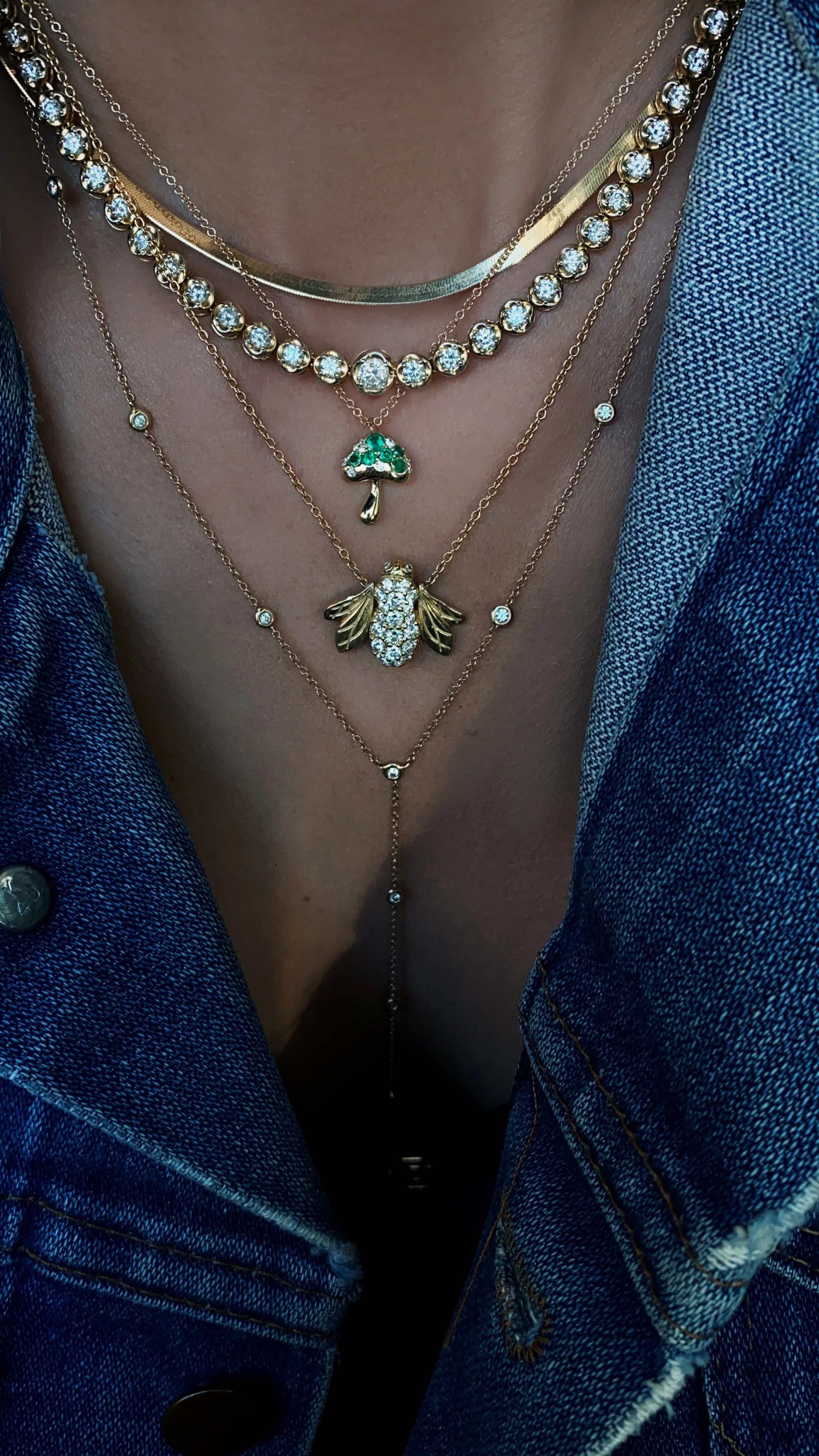 14kt gold emerald mushroom necklace - Image 5