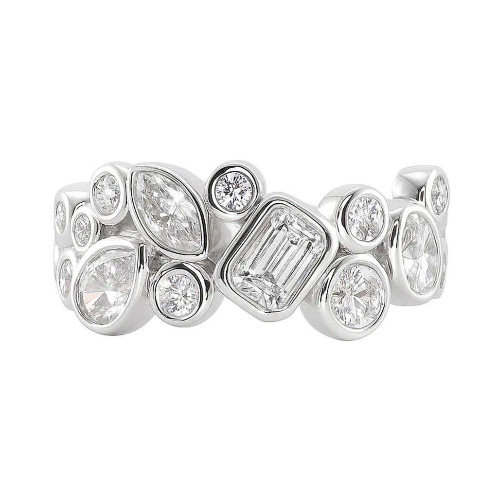 14kt gold mixed diamond cut bezel supernova ring - Image 3