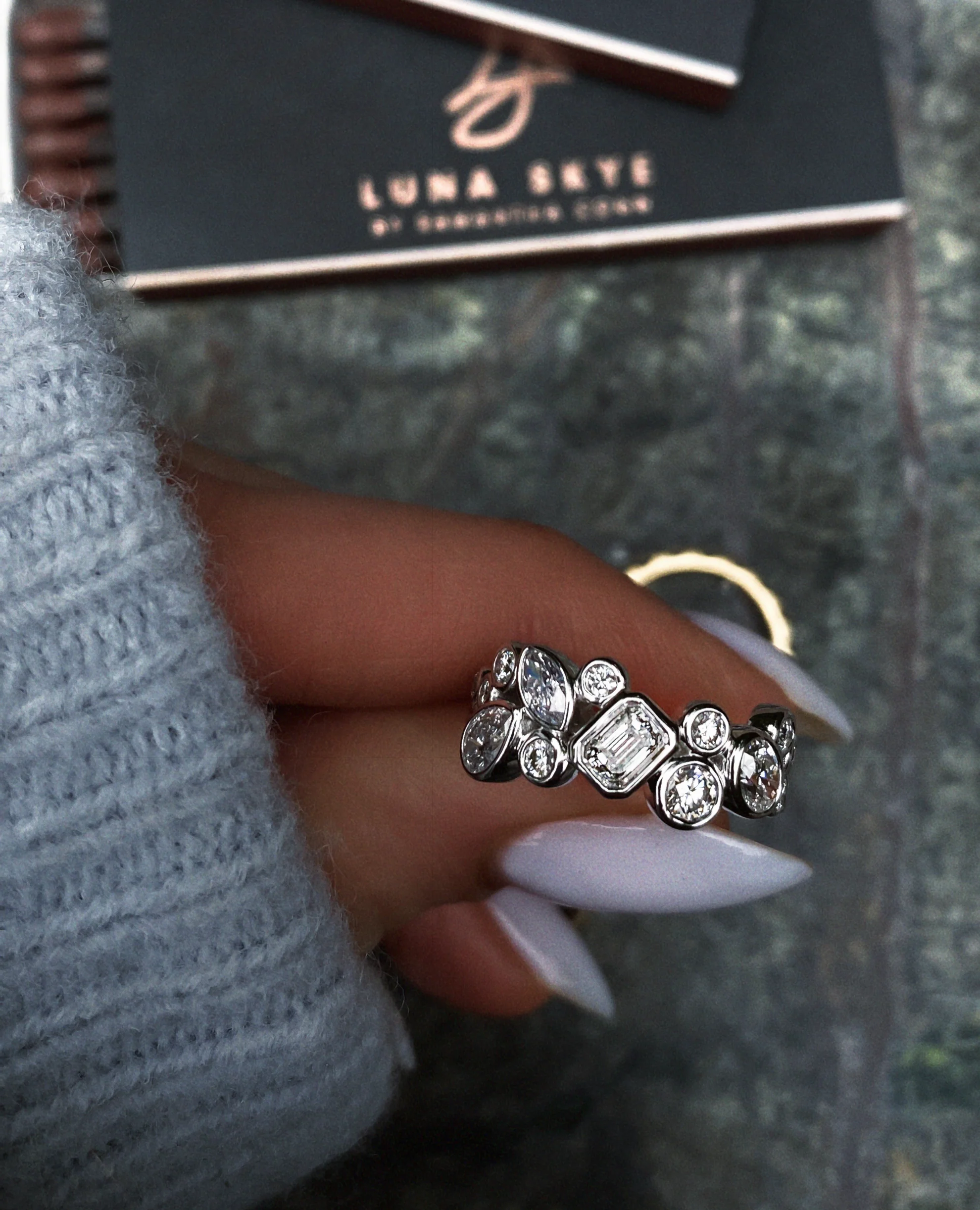 14kt gold mixed diamond cut bezel supernova ring - Image 4