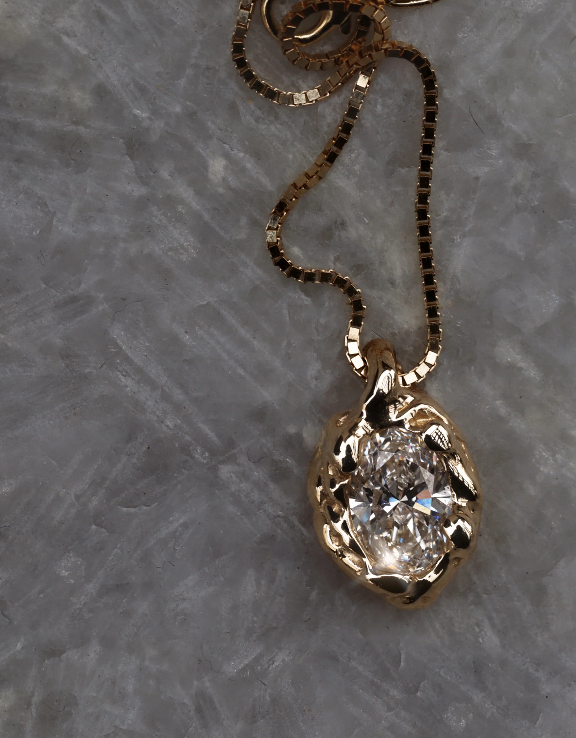 14kt gold molten diamond bezel necklace - Image 3