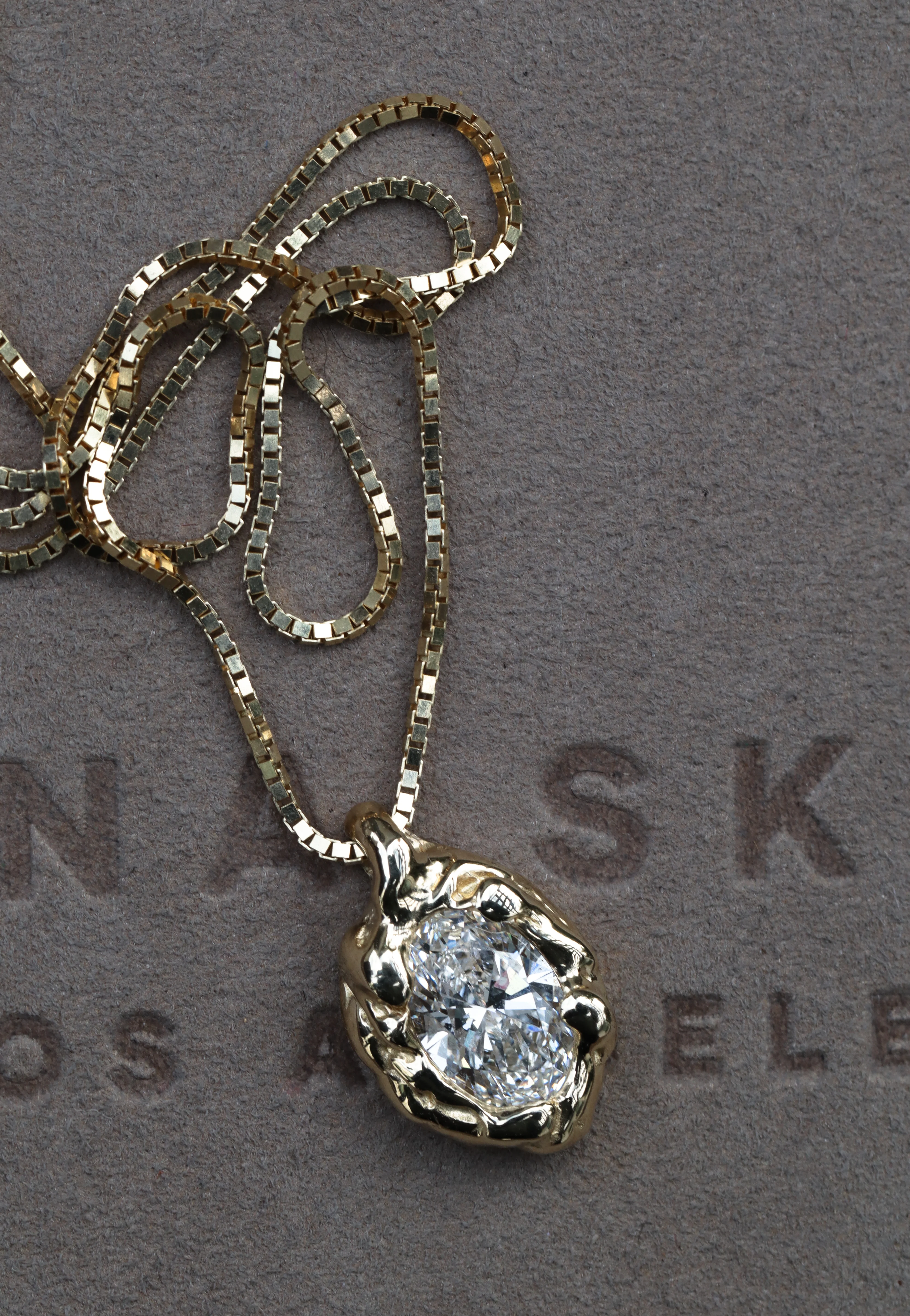 14kt gold molten diamond bezel necklace - Image 5