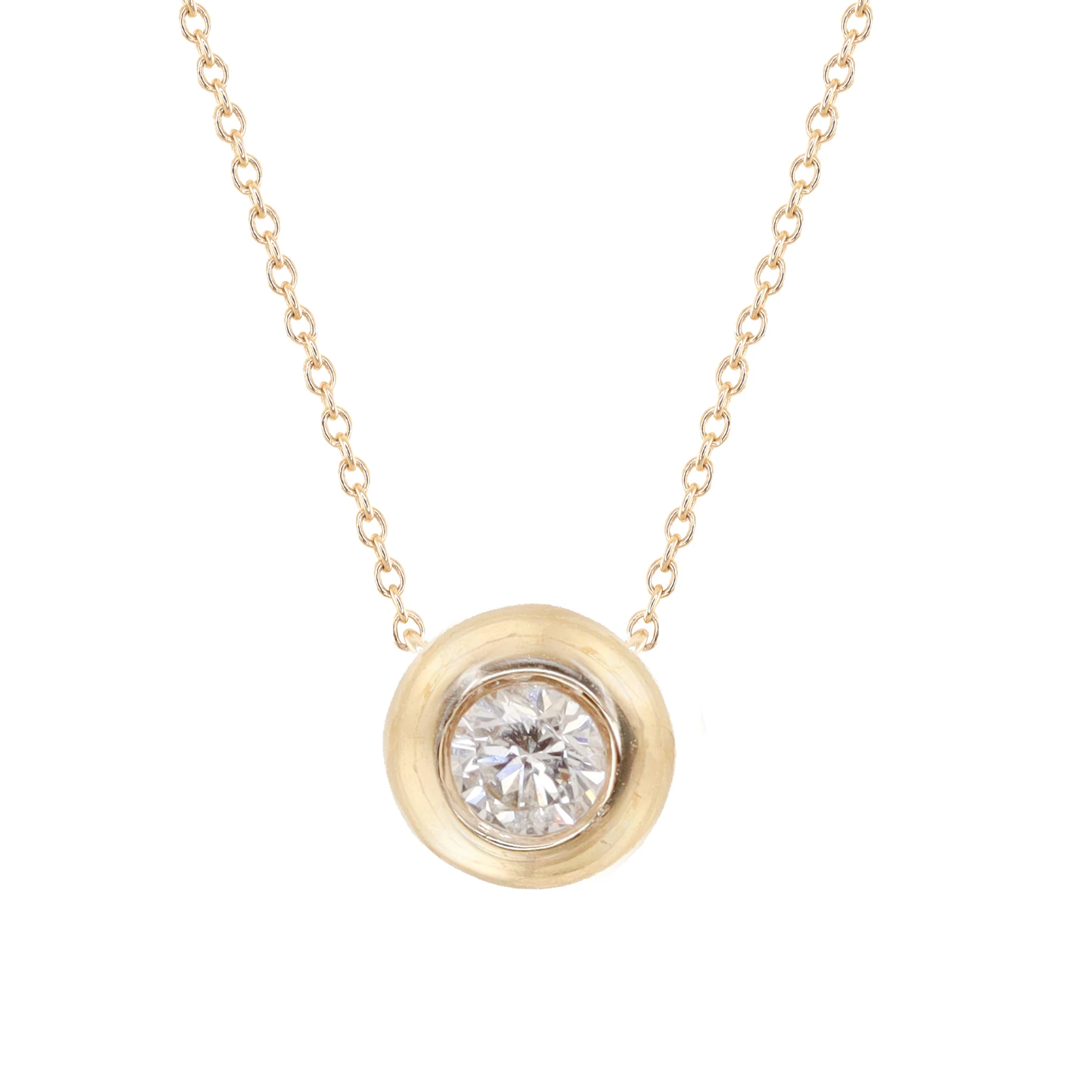 14kt gold orbit diamond necklace