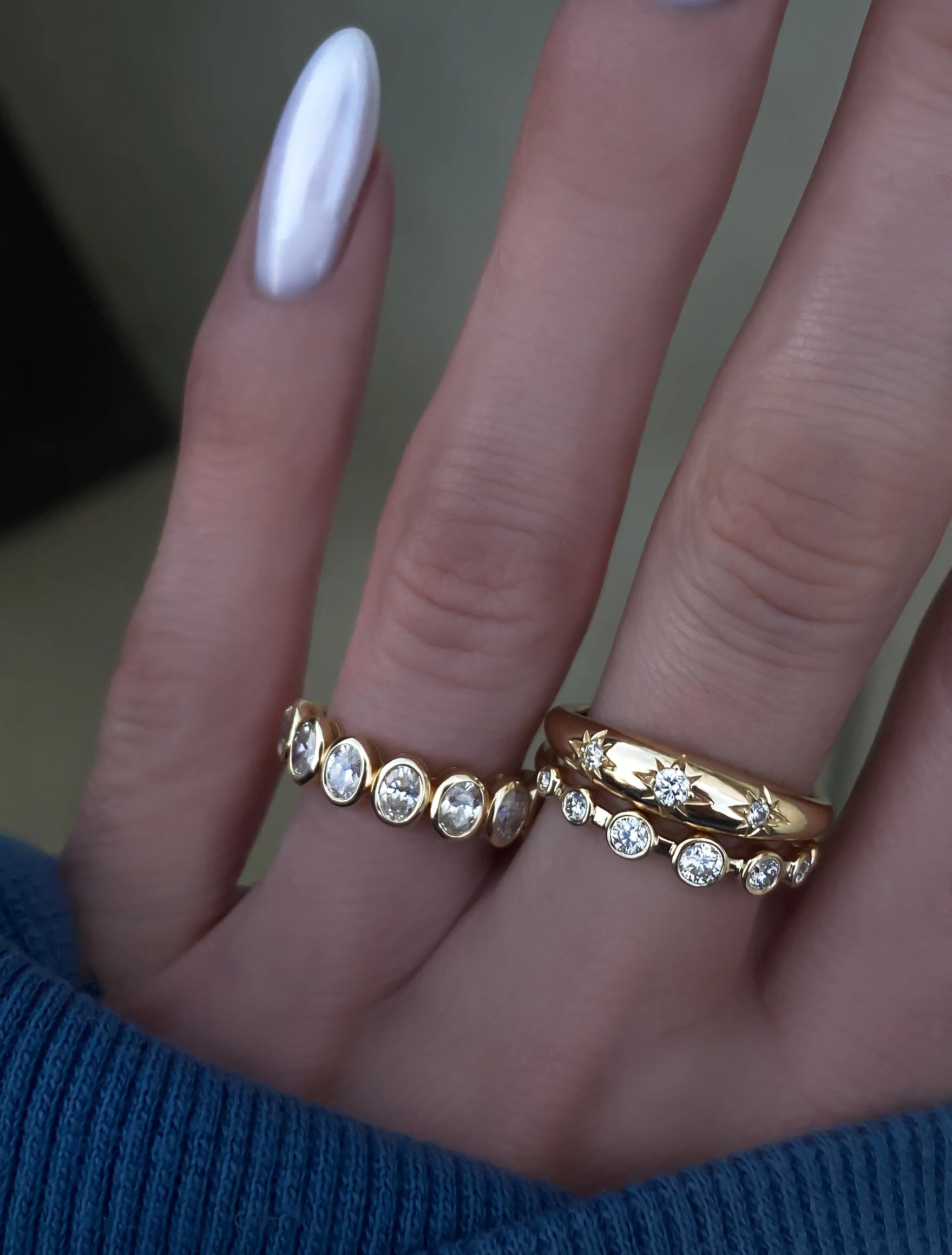 14kt gold and diamond orbit bezel ring - Image 3