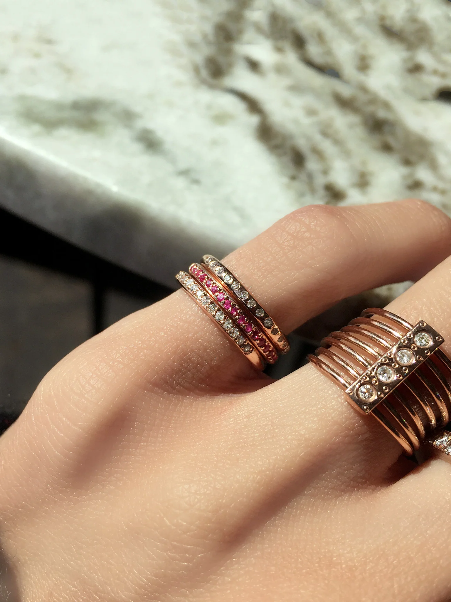 14kt gold pave pink sapphire ring - Image 3
