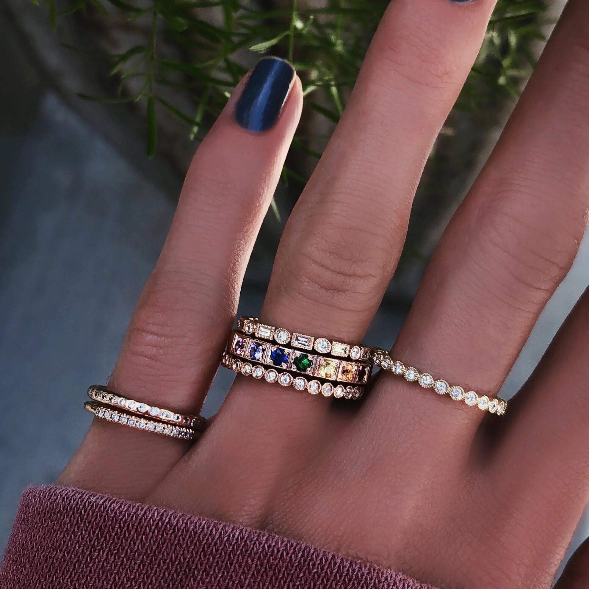 14kt gold petite diamond bezel ring - Image 3