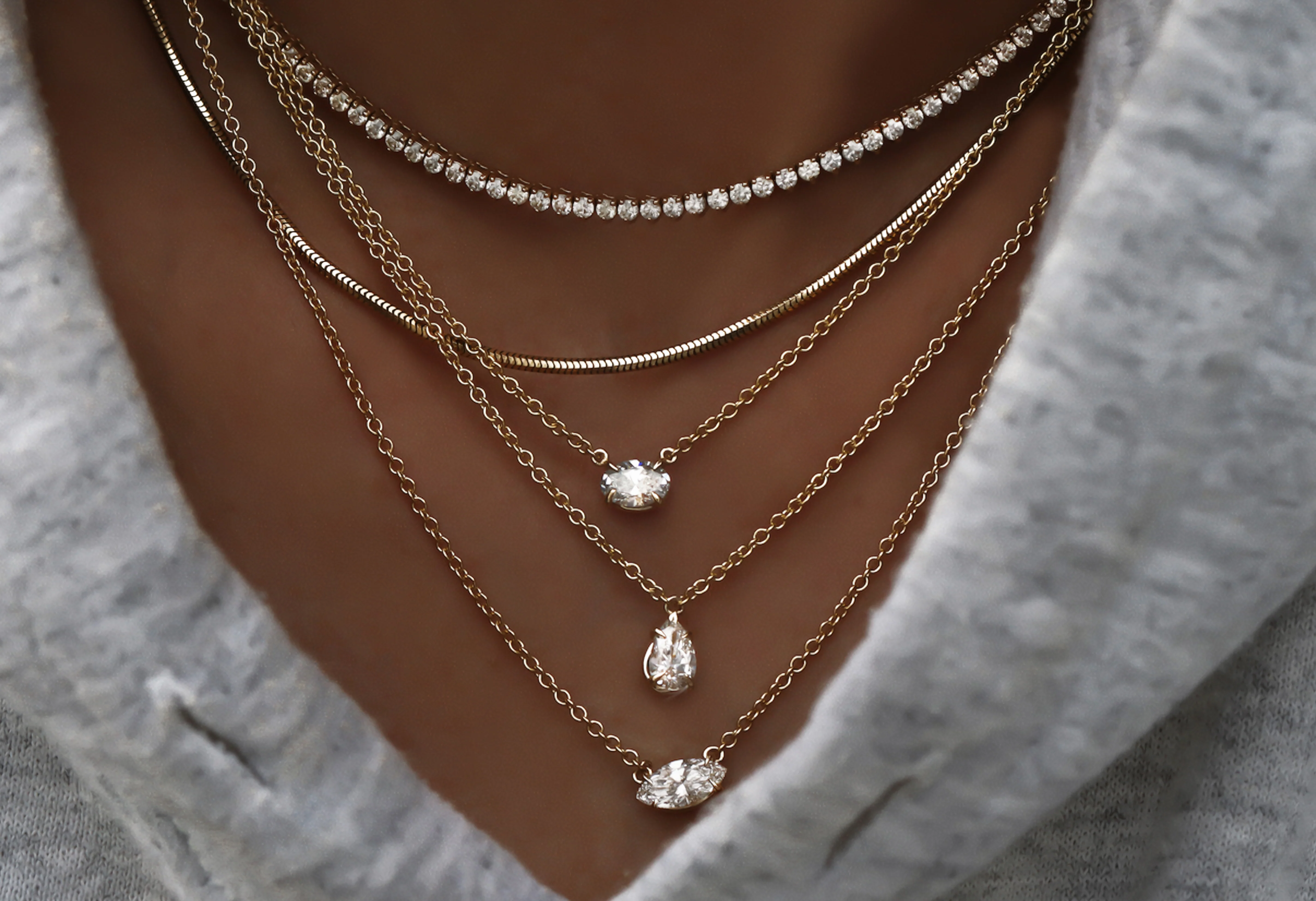 14kt gold petite teardrop diamond solitaire necklace - Image 2