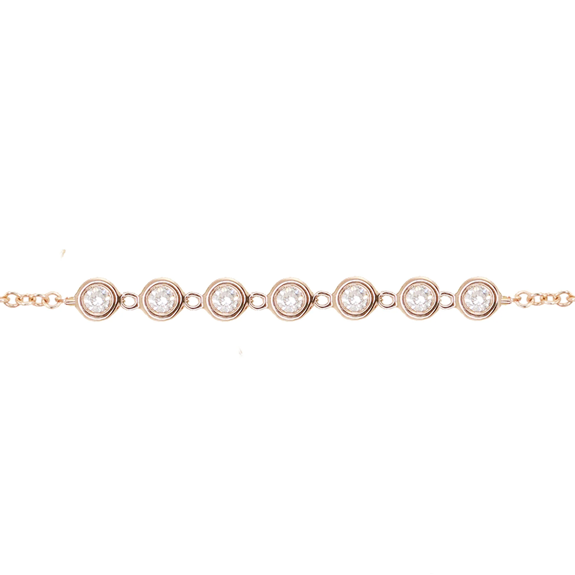 14kt gold seven diamond bezel bracelet