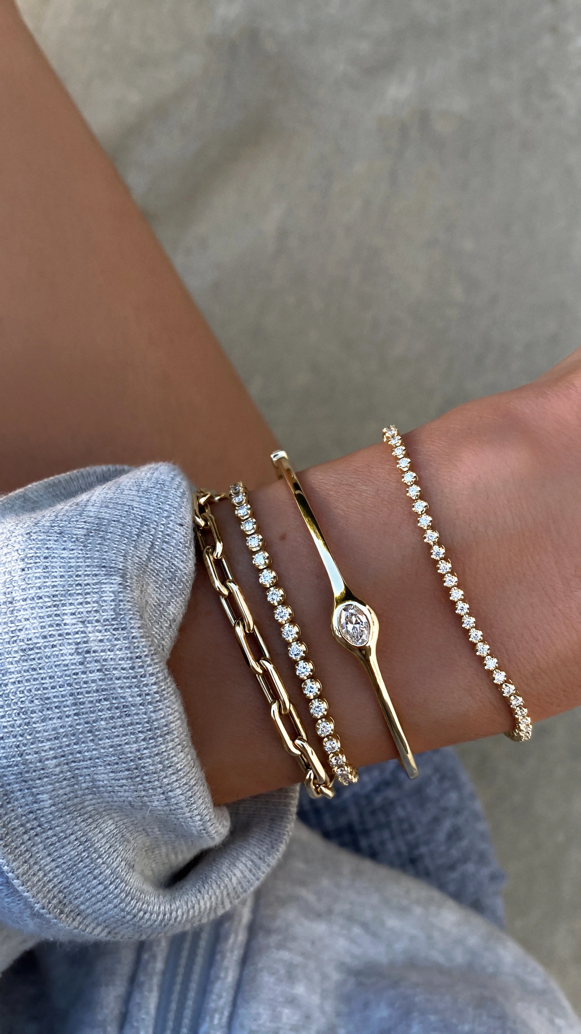 14kt gold single diamond bezel orbit bangle - Image 4