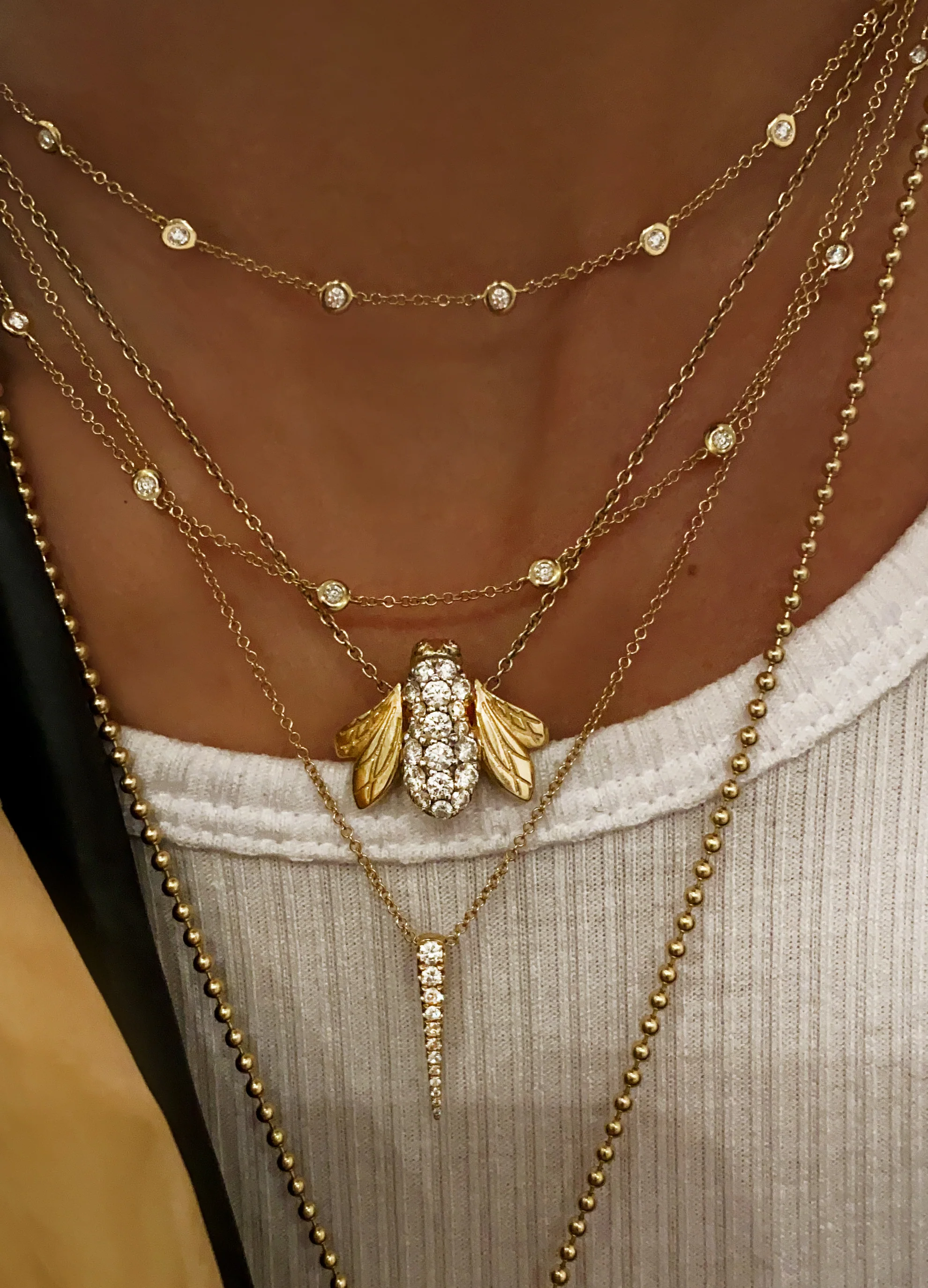14kt gold single diamond spike necklace - Image 3