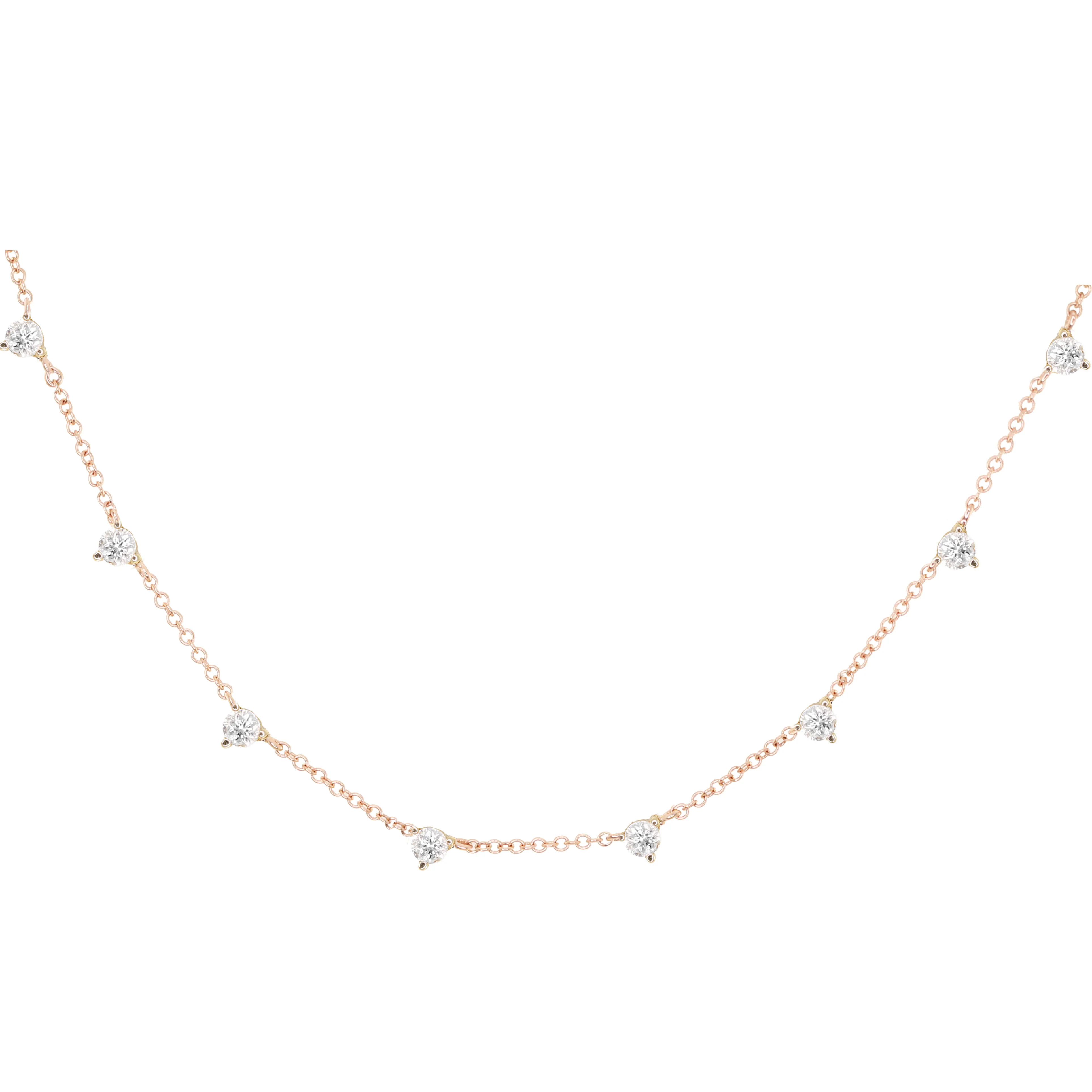 14kt gold spaced diamond prong choker necklace - Image 3