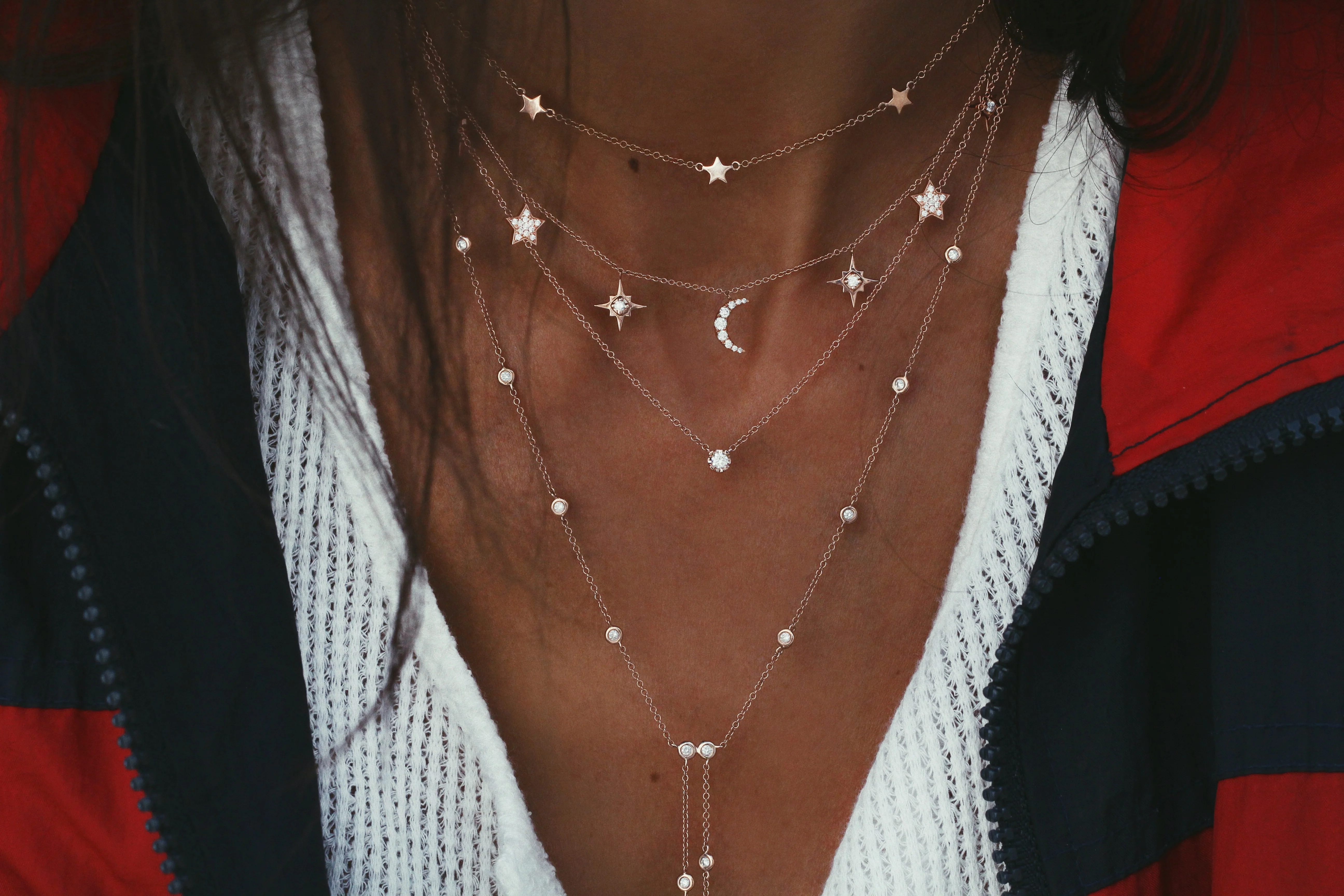 14kt gold row of stars choker necklace - Image 3