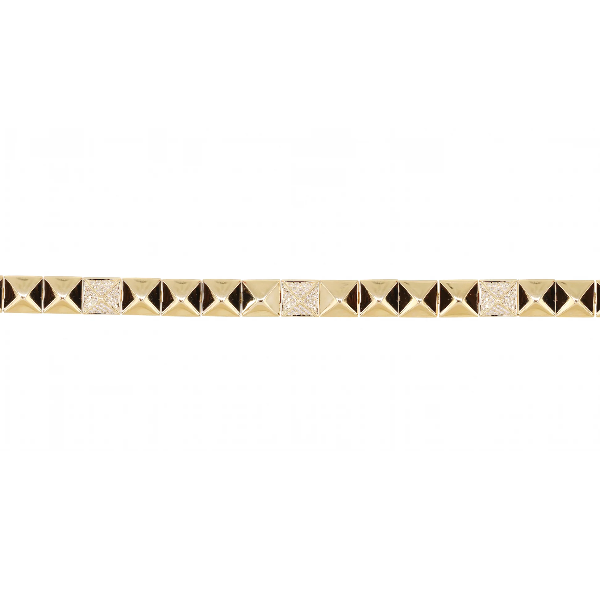 14kt gold three diamond pyramid bracelet