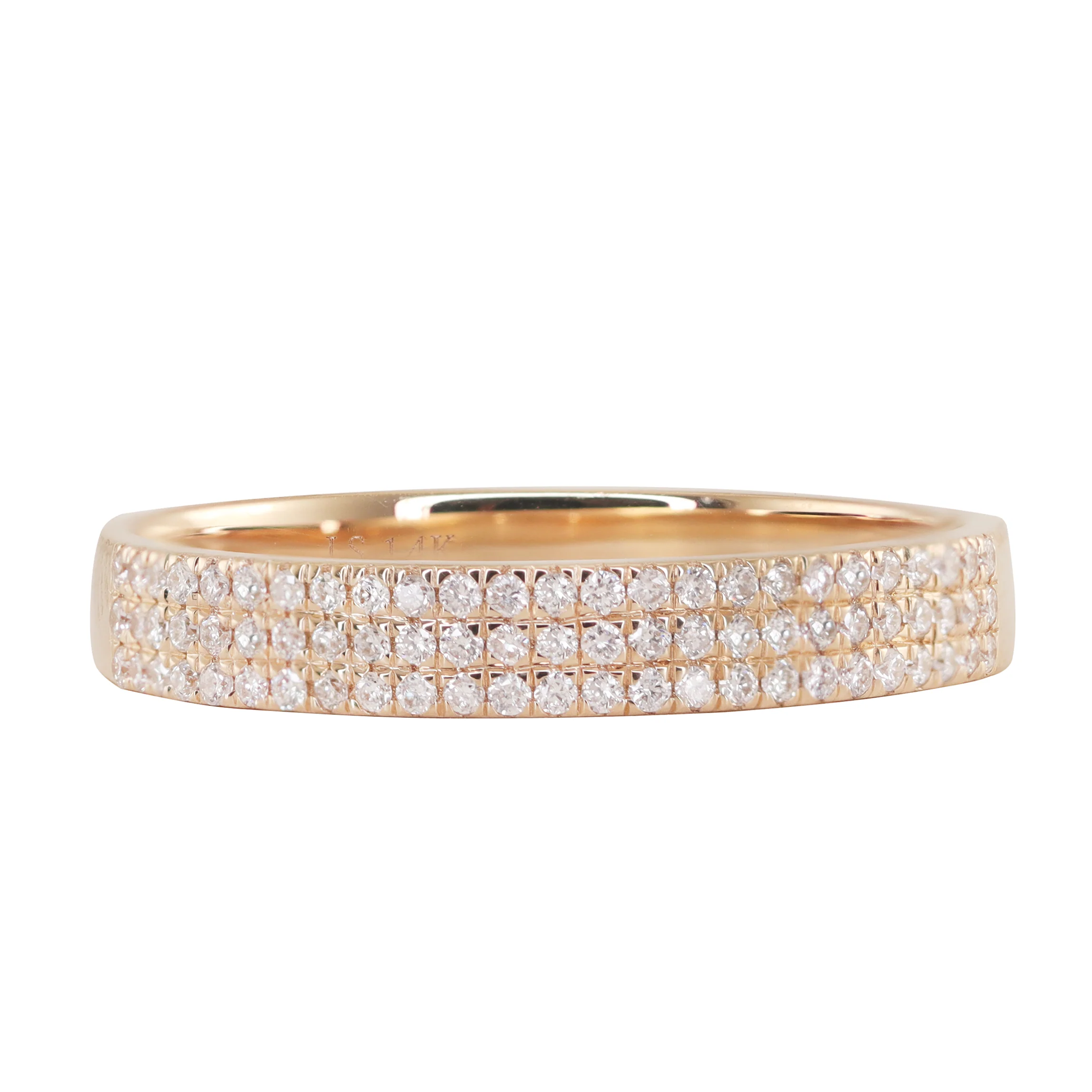 14kt gold three diamond row ring - Image 4