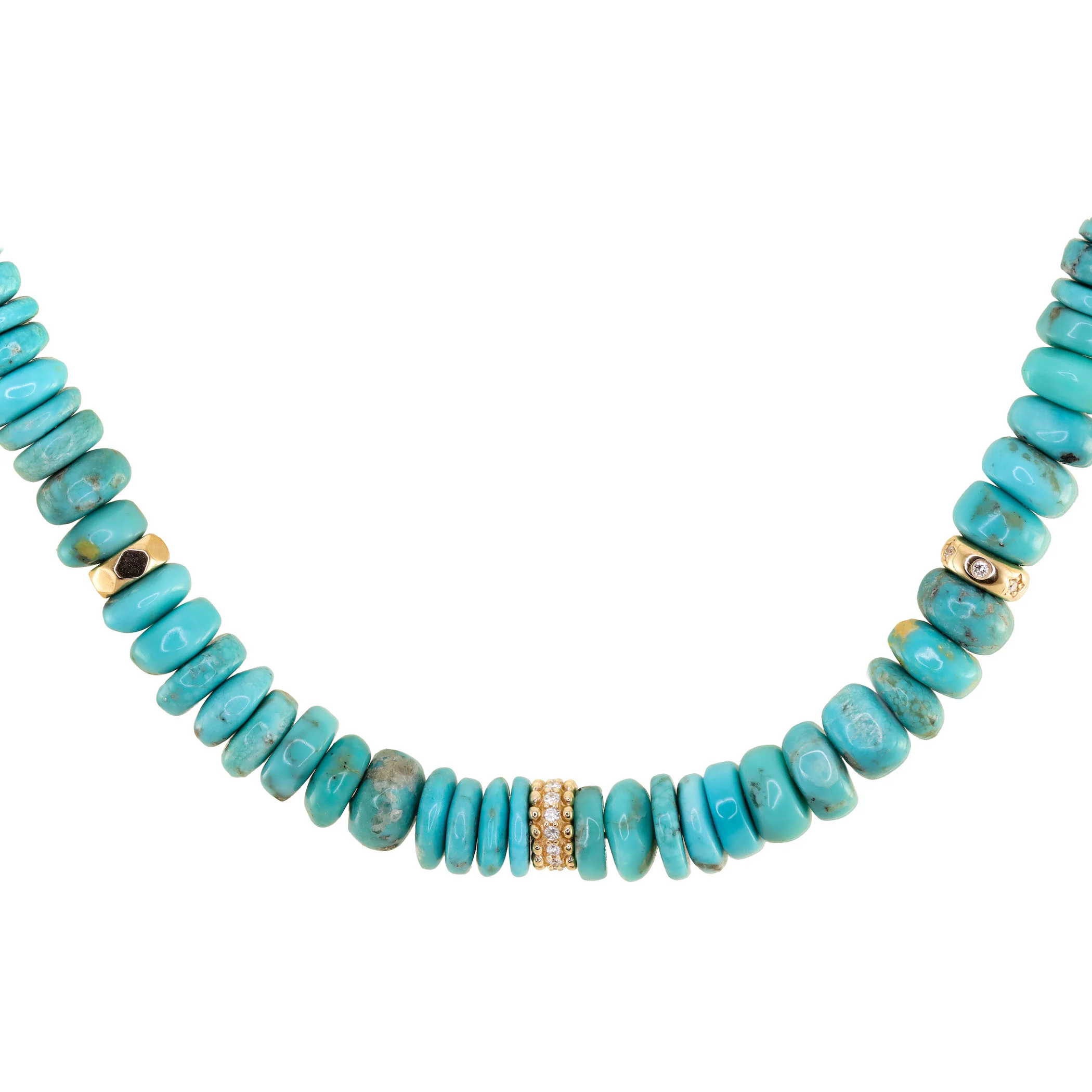 14kt gold turquoise bead necklace