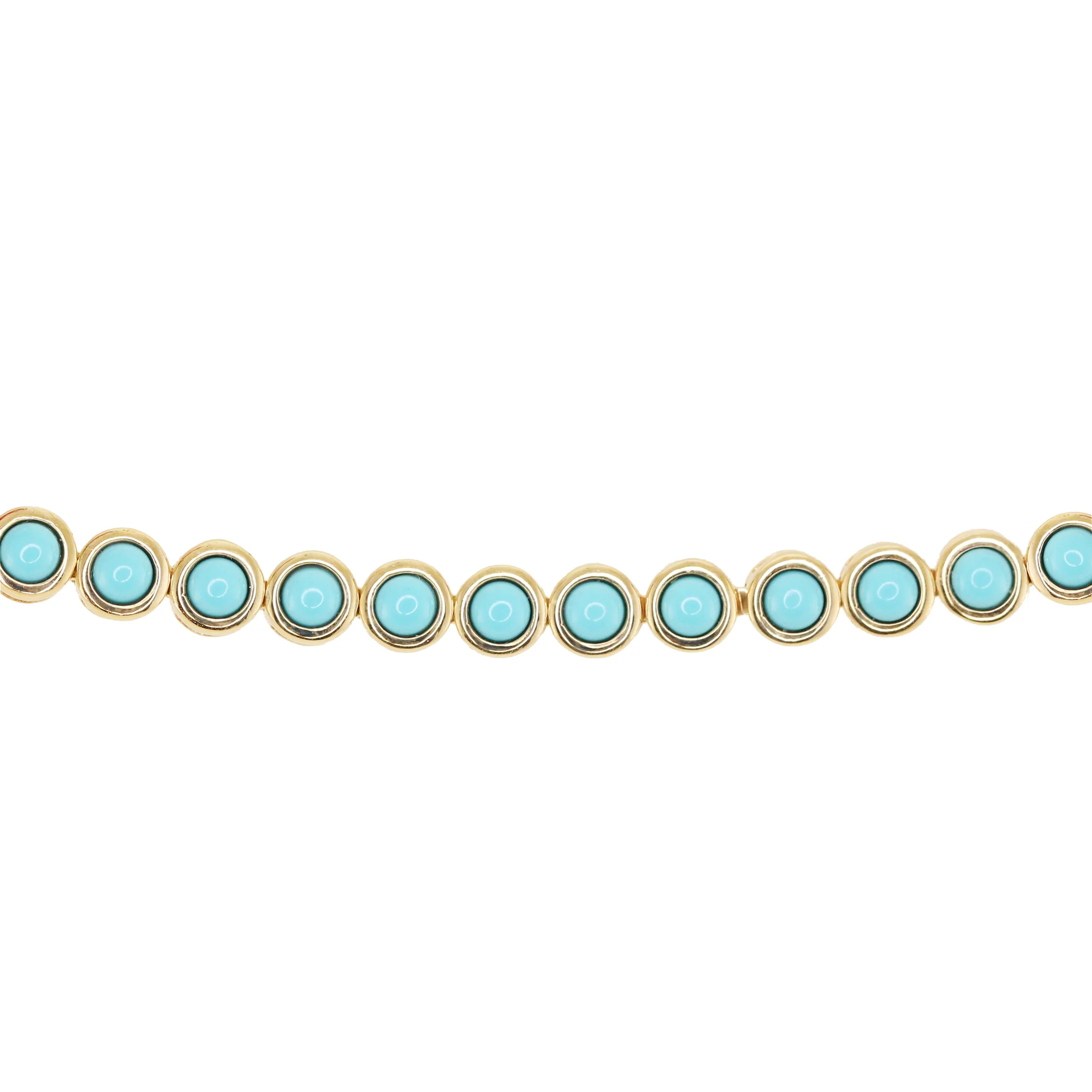 14kt gold turquoise bezel bracelet