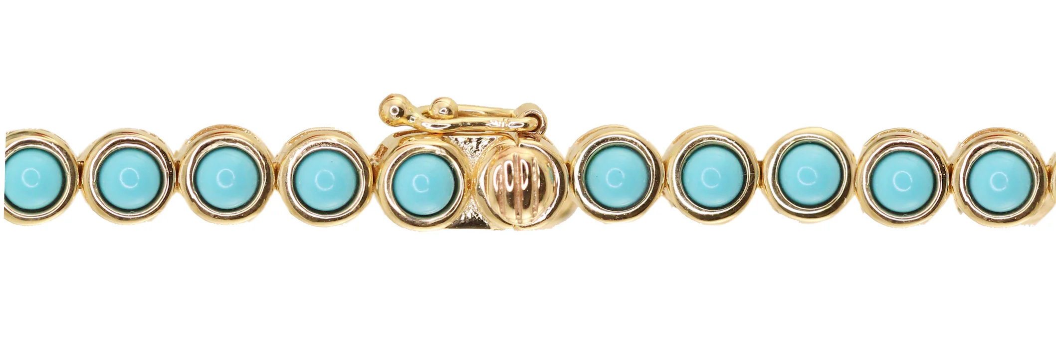 14kt gold turquoise bezel bracelet - Image 3