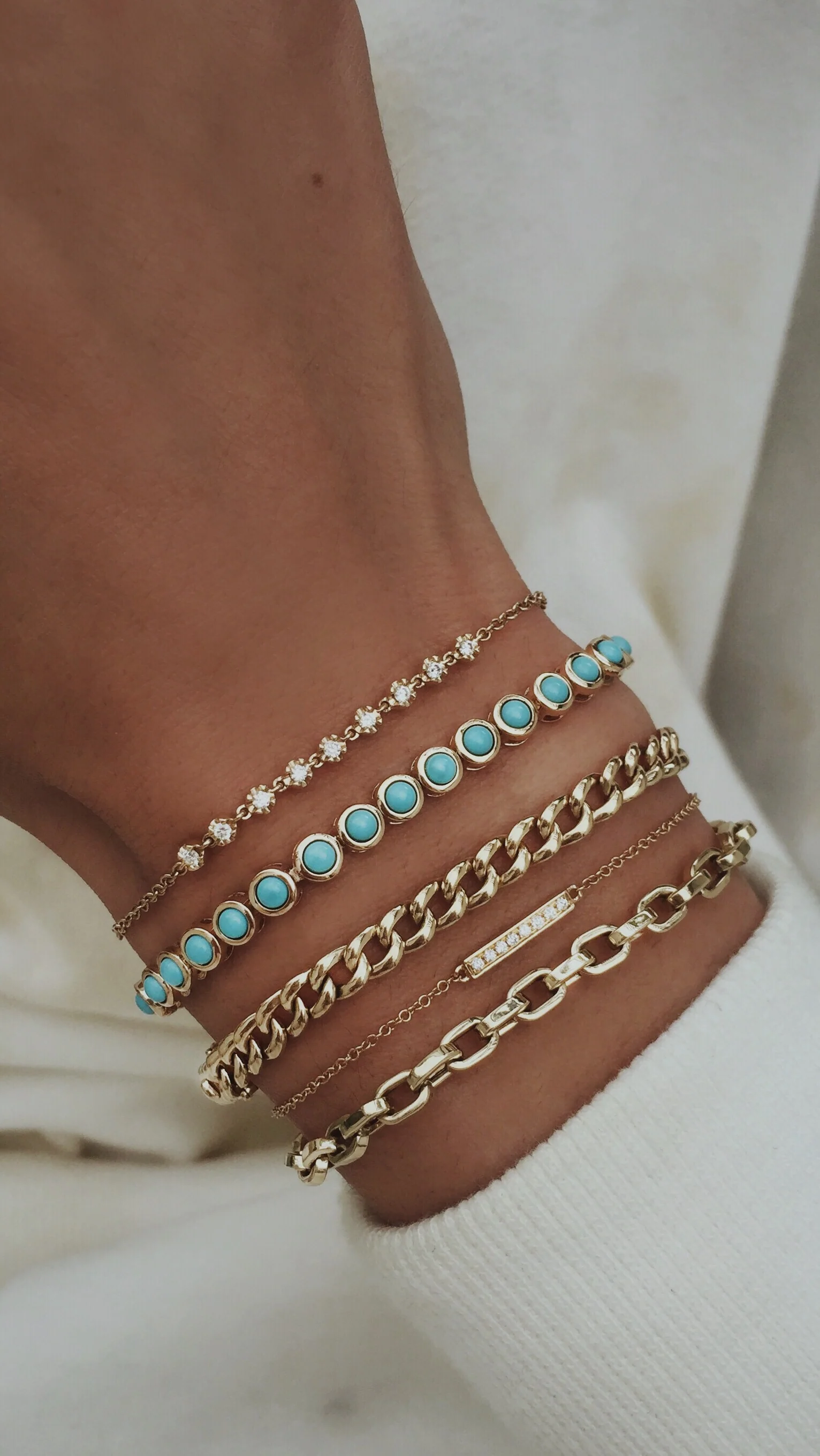 14kt gold turquoise bezel bracelet - Image 4