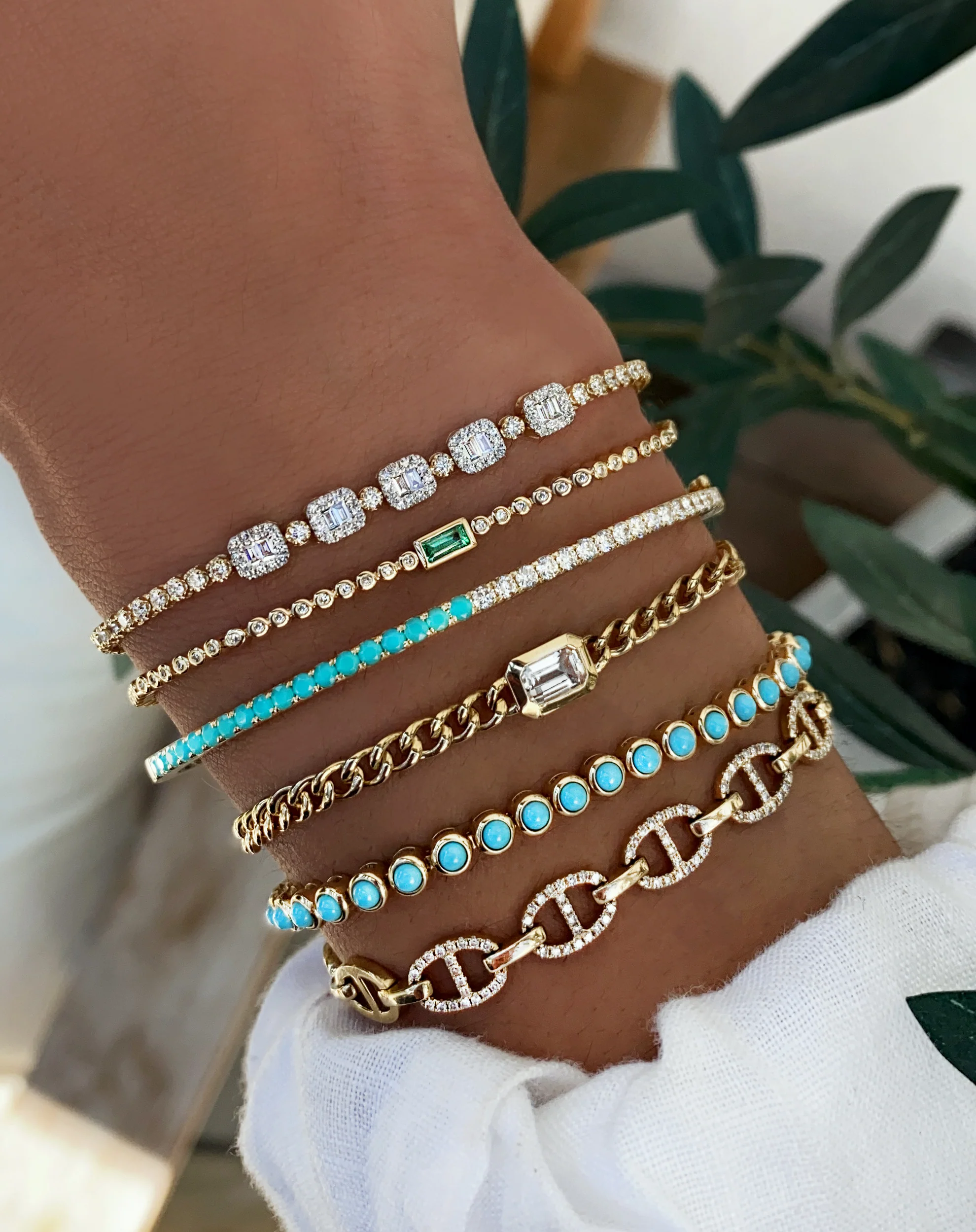 14kt gold turquoise bezel bracelet - Image 5