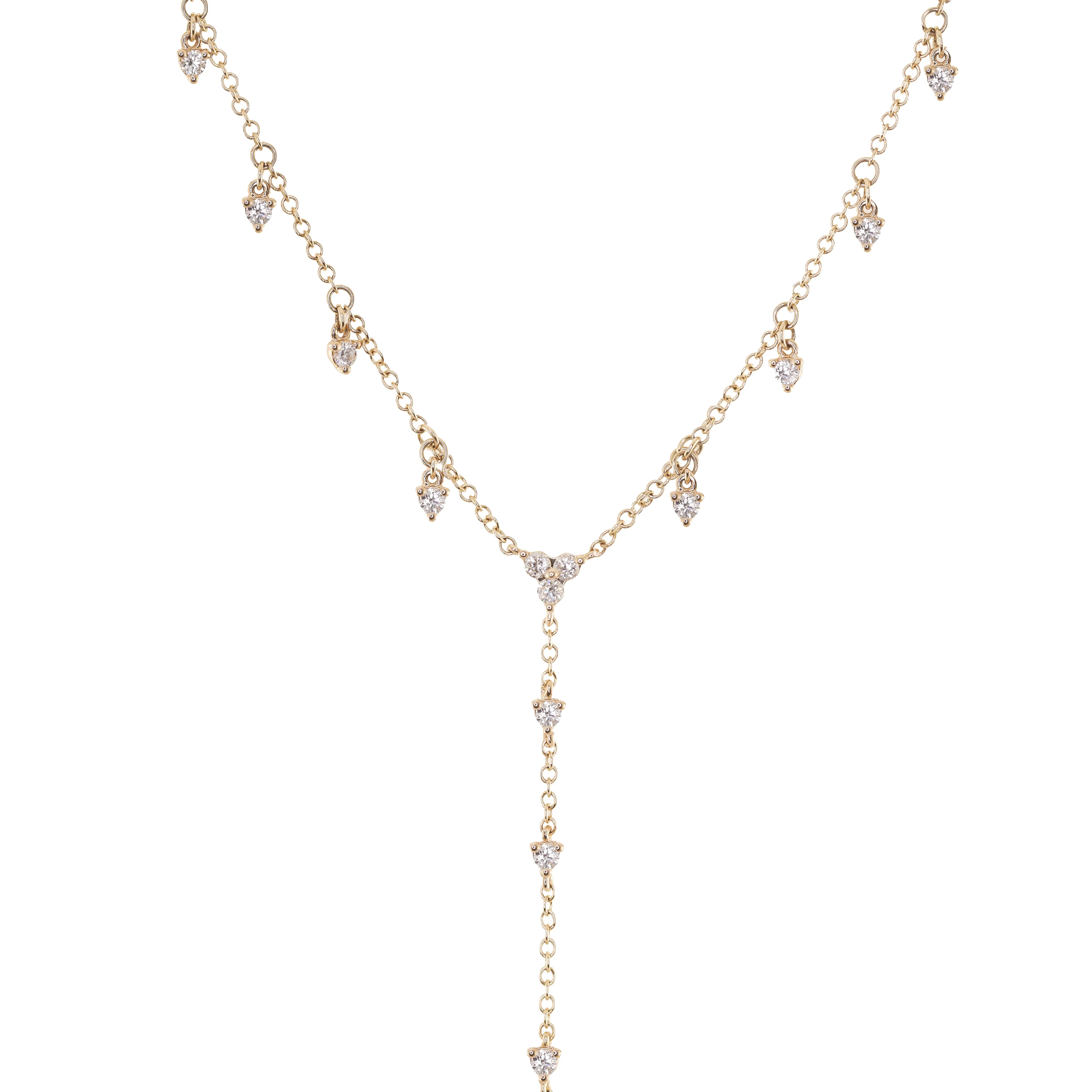 14kt gold whisper diamond drip lariat necklace