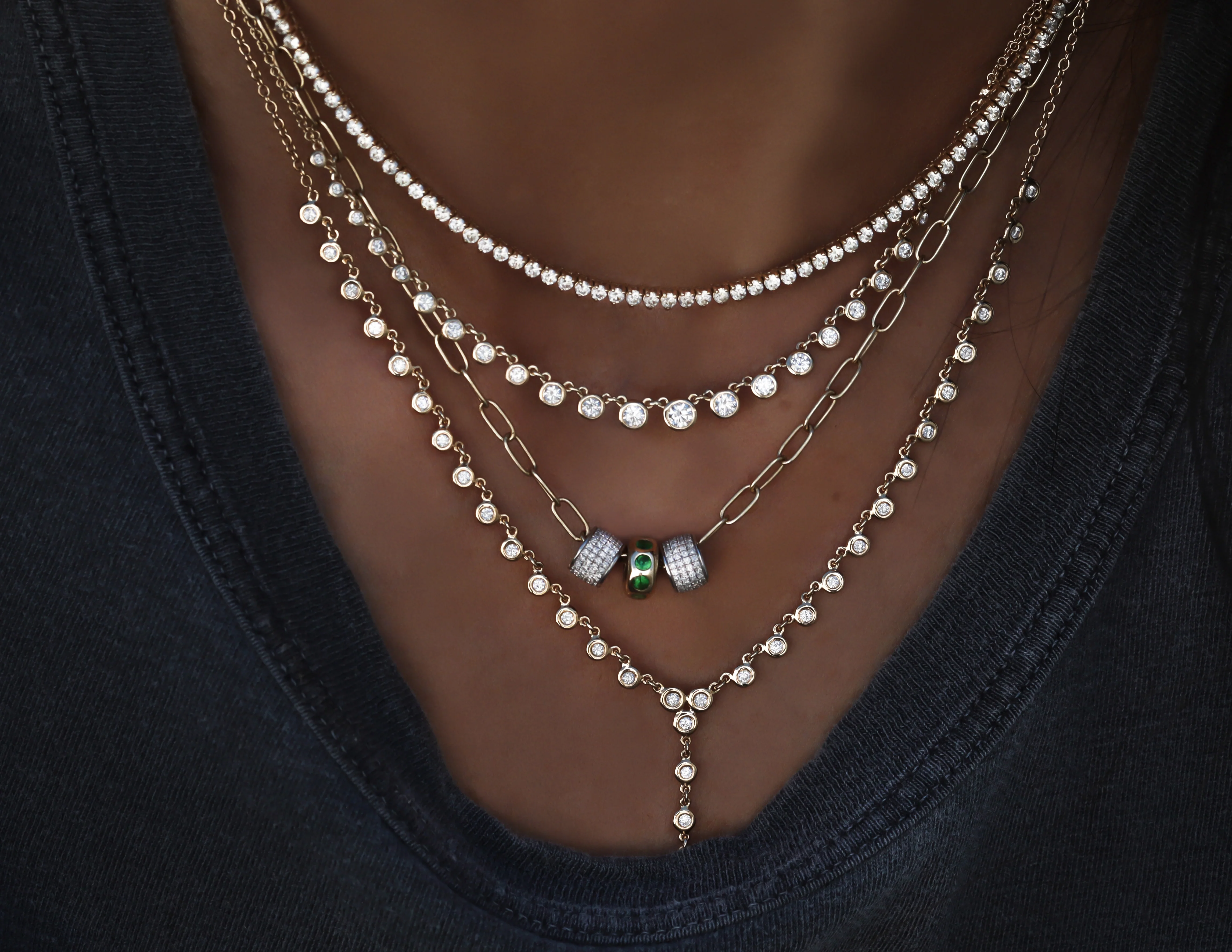 14kt gold and diamond classic tulip tennis necklace - Image 6