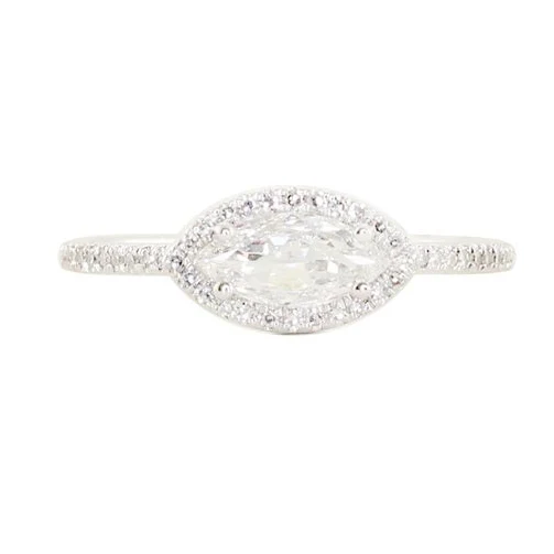 14kt gold rose cut marquise diamond ring