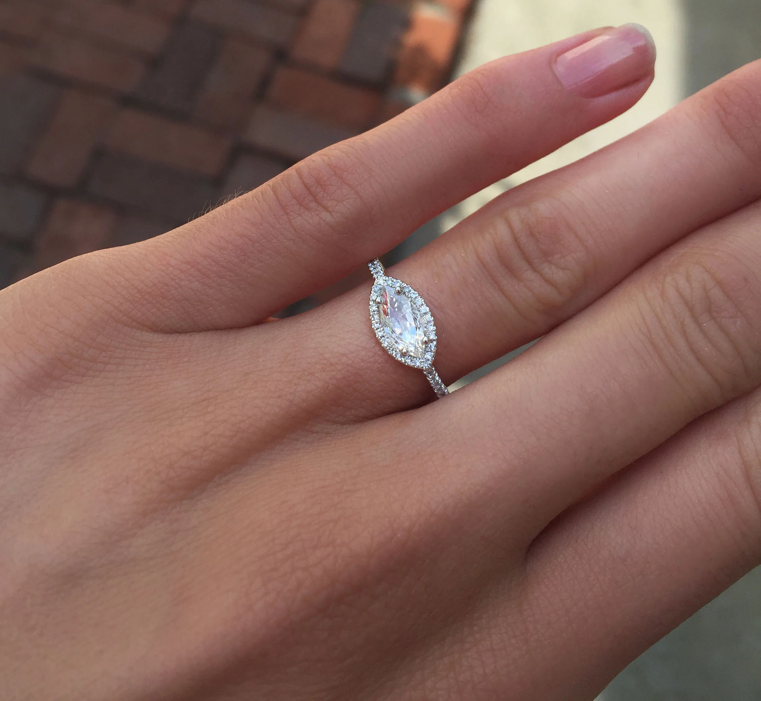 14kt gold rose cut marquise diamond ring - Image 3