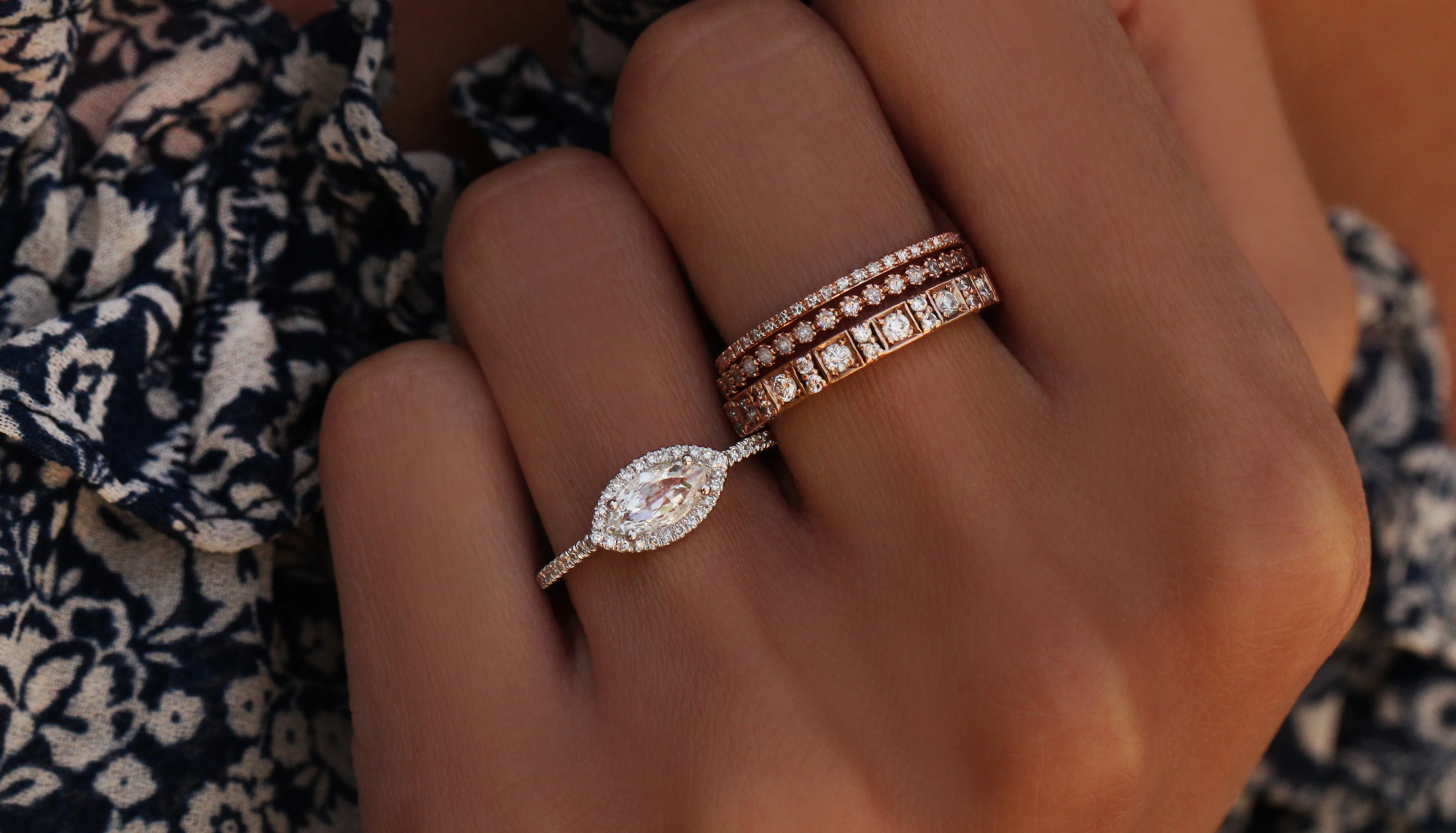 14kt gold rose cut marquise diamond ring - Image 4