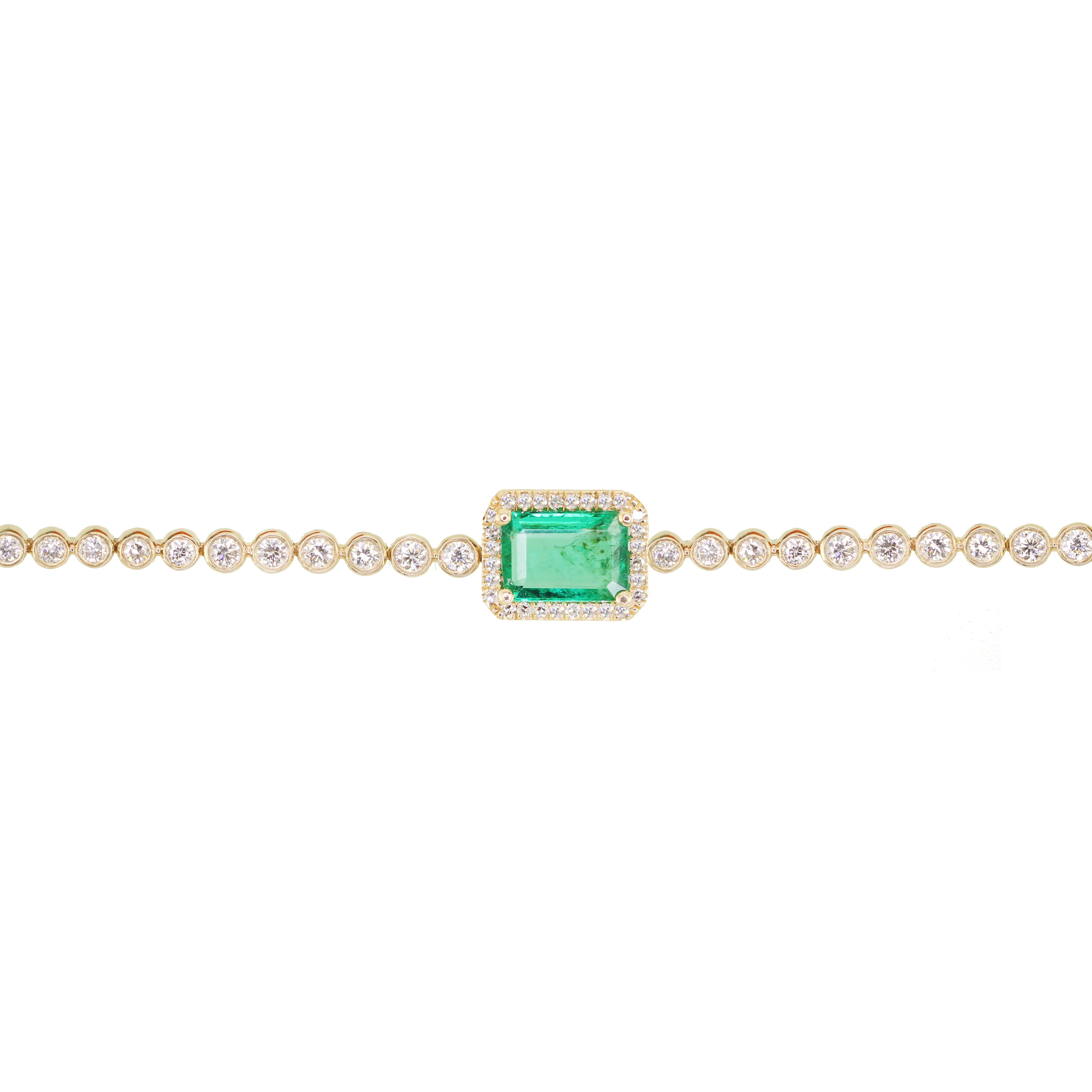 14kt gold and diamond halo emerald bracelet - Image 2